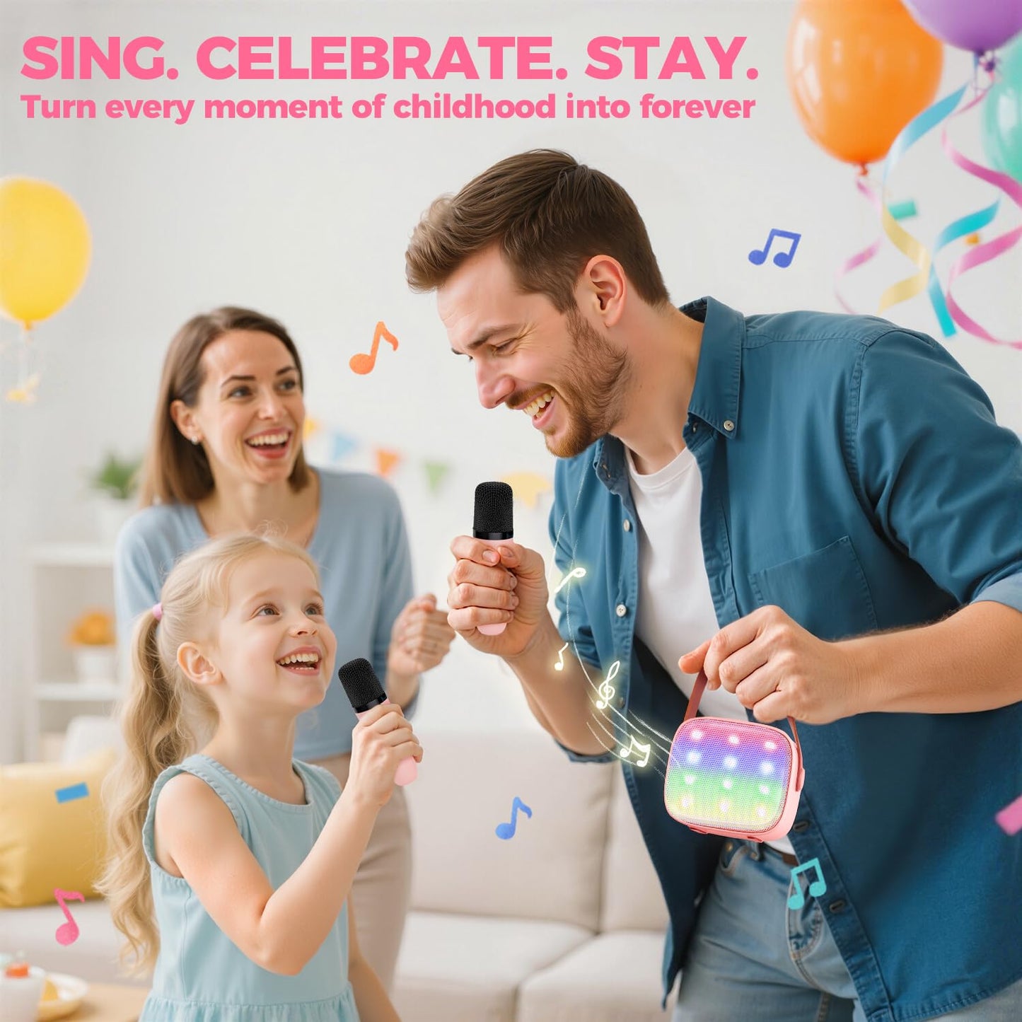 YLL Karaoke Machine for Kids, Portable Mini Speaker with 2 Wireless Microphones, TOP Kids Gifts for Girls Ages 3, 4, 5, 6, 7, 8, 9, 10+ Years Old, 4-12th Birthday Singing Present Toy Party (Purple)