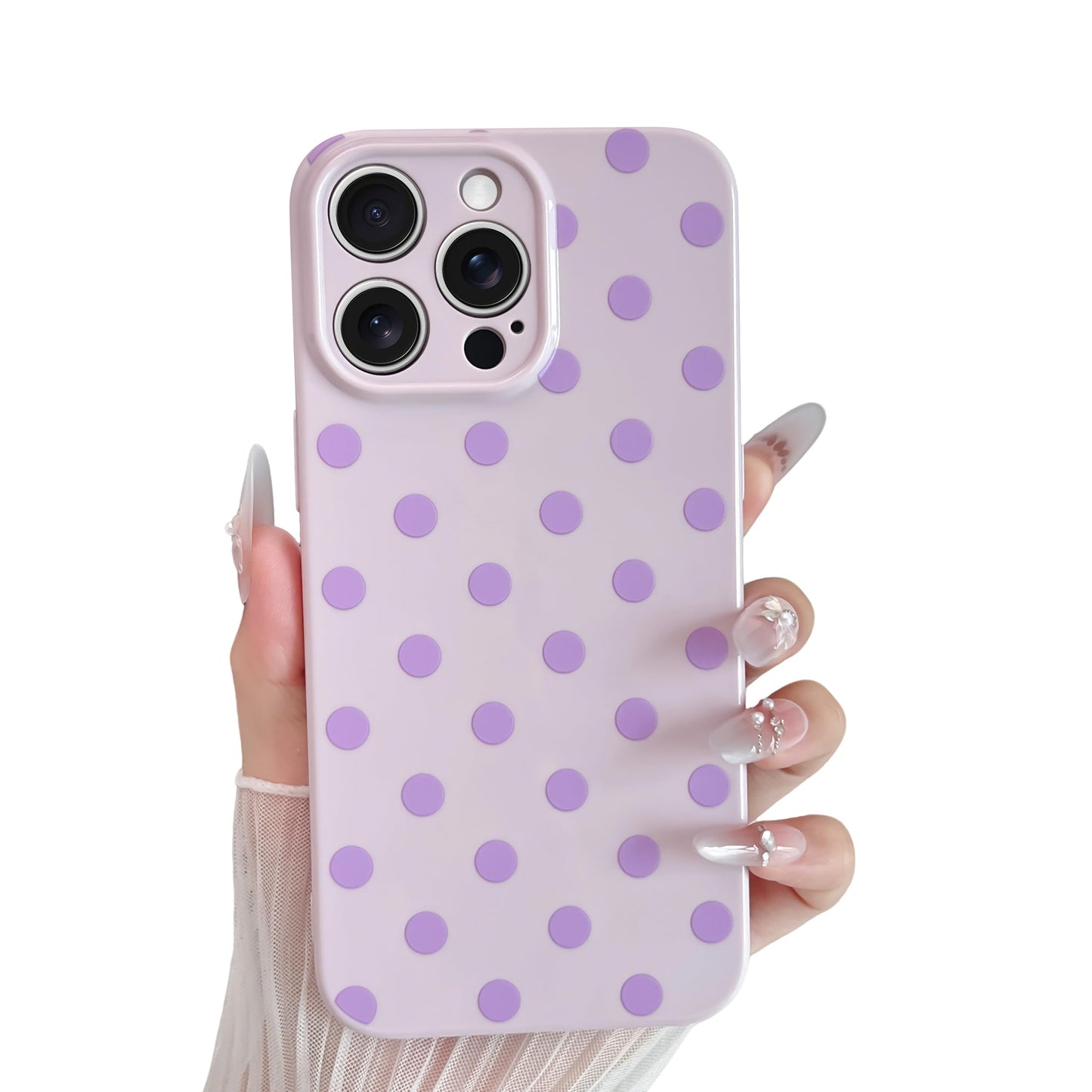 Skyseaco Compatible with iPhone 15 Case Cute Polka Dot Phone Case Soft Slim TPU Shockproof Phone Cover Full Camera Protection for Women Girls - Black WN420
