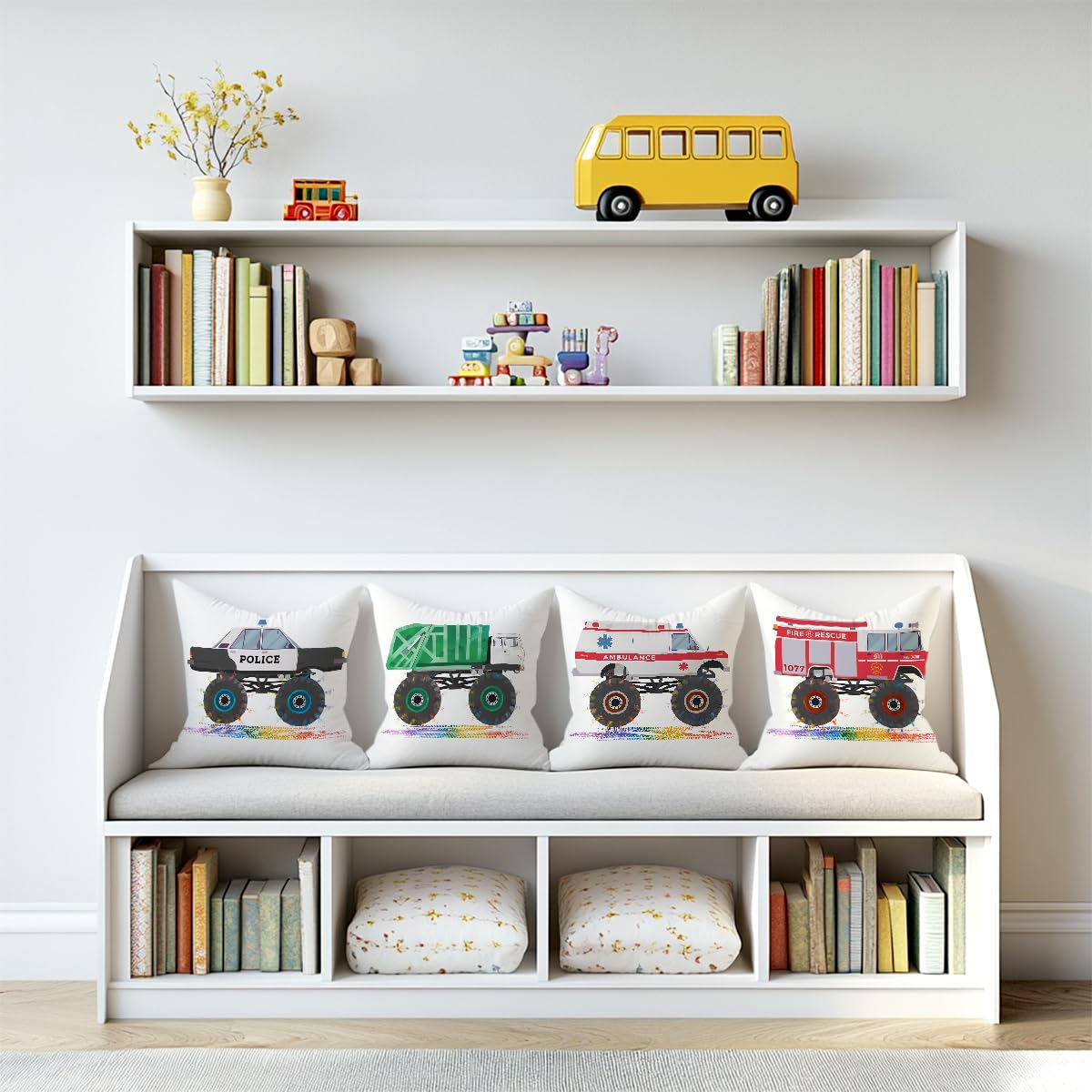 2PCs Inspirational Pillow Covers Boho Rainbow Sun Throw Pillow Covers 18x18 | Playroom Decor, Boho Sun Throw Pillow Covers, Kids Reading Nook Decor Pillowcase for Classroom Playroom Nursery BST202