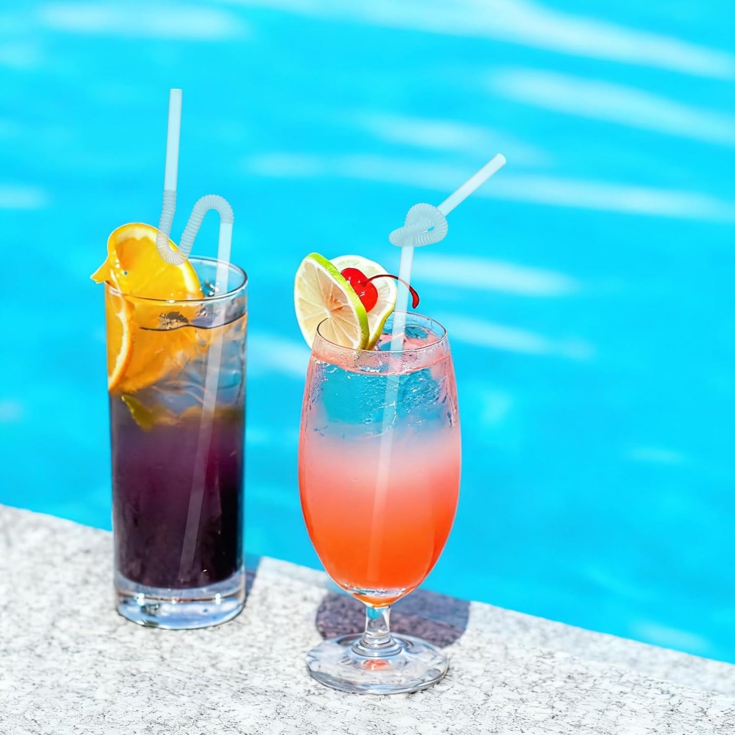 Qinyoung 200 Pcs Flexible Plastic Straws, Disposable Bendy Drinking Straws, 13" Extra Long Fancy Drinking Supplies for Summer Party Party Decoration Juice Restaurants Cafe Bars Birthday(Clear) WN420