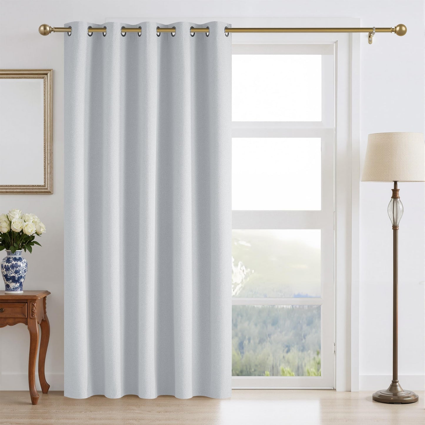 RYB HOME 100% Blackout Curtain for Sliding Glass Doors, Extra Wide Thermal Insulated Privacy Linen Curtains for Bedroom/Patio Door/Living Room/Open Closet, Room Divider, Black, W100xL108, 1 Panel BST220