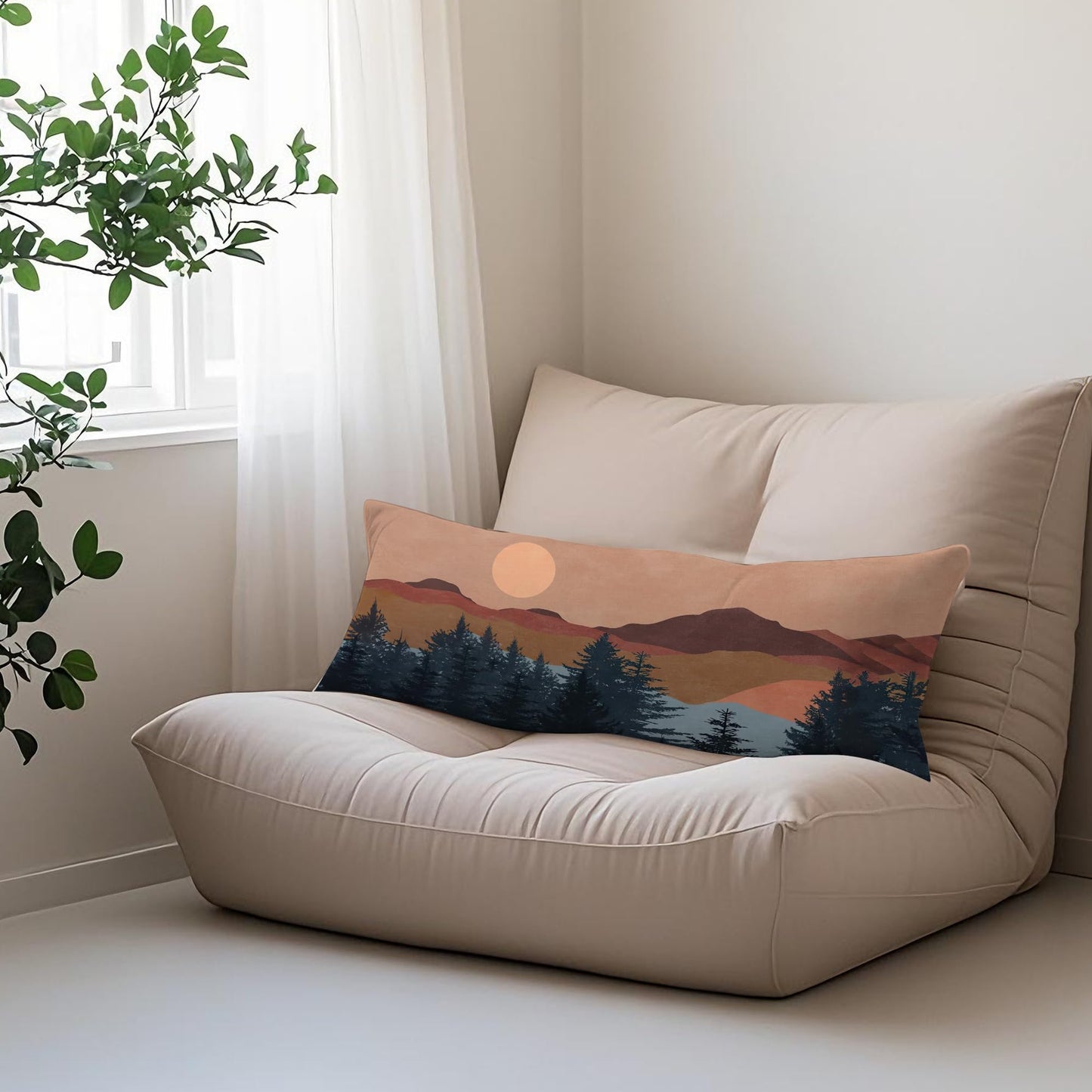 Boho Sun Sunshine 21x54 Body Pillow Cover Case, Modern Neutral Boho Horizontal Sun Sunset Sunrise Decorative Long Hug Pillow Cases for Bed Couch BST220