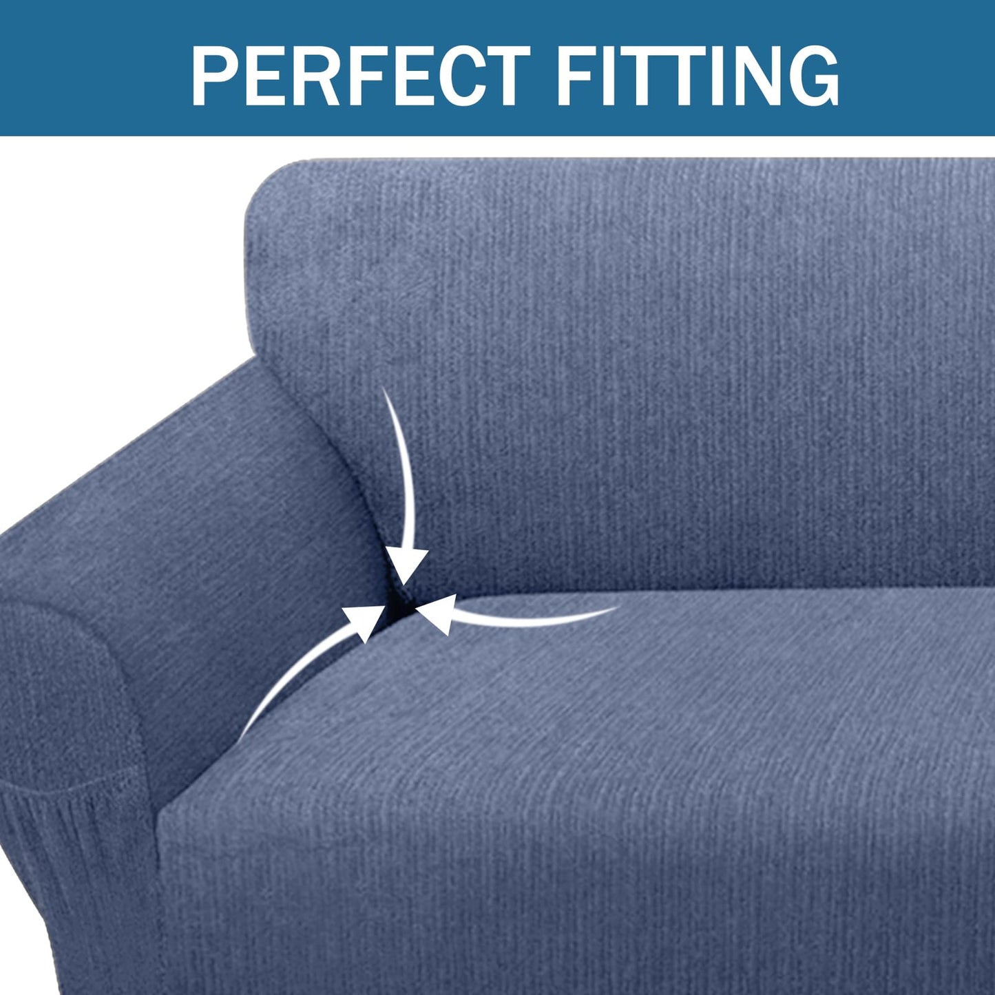 Sofa Slipcover with 2 Pillow Cover for 3 Cushion Couch, Non Slip Furniture Protector with Elastic Bottom, Washable Sofa Cover for Kids, Pets (Sofa, Navy) BST326H