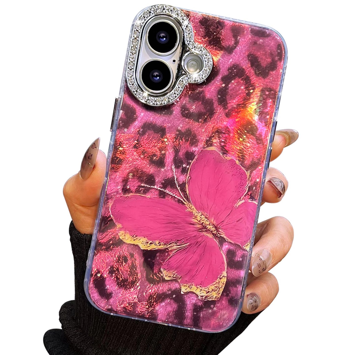 I-MGAE-IN-AR Compact Case for iPhone 16 Holographic Cloud Design,Cute Trendy Soft Slim TPU Shockproof Protective Phone Cases Cover for Women Girls Aesthetic Glitter WN420