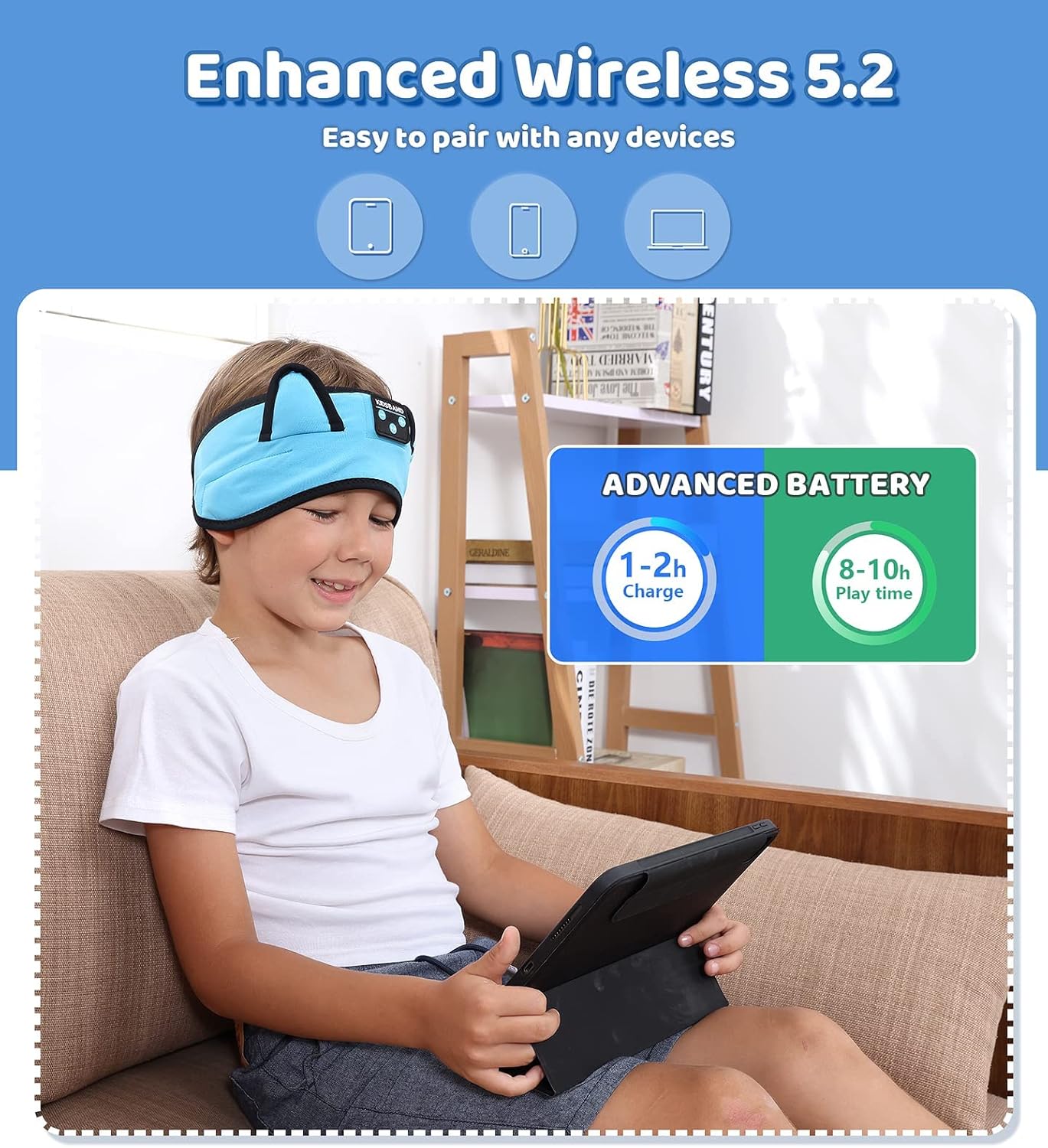 KIDSBAND Kids Headphones Bluetooth Headband Adjustable 39