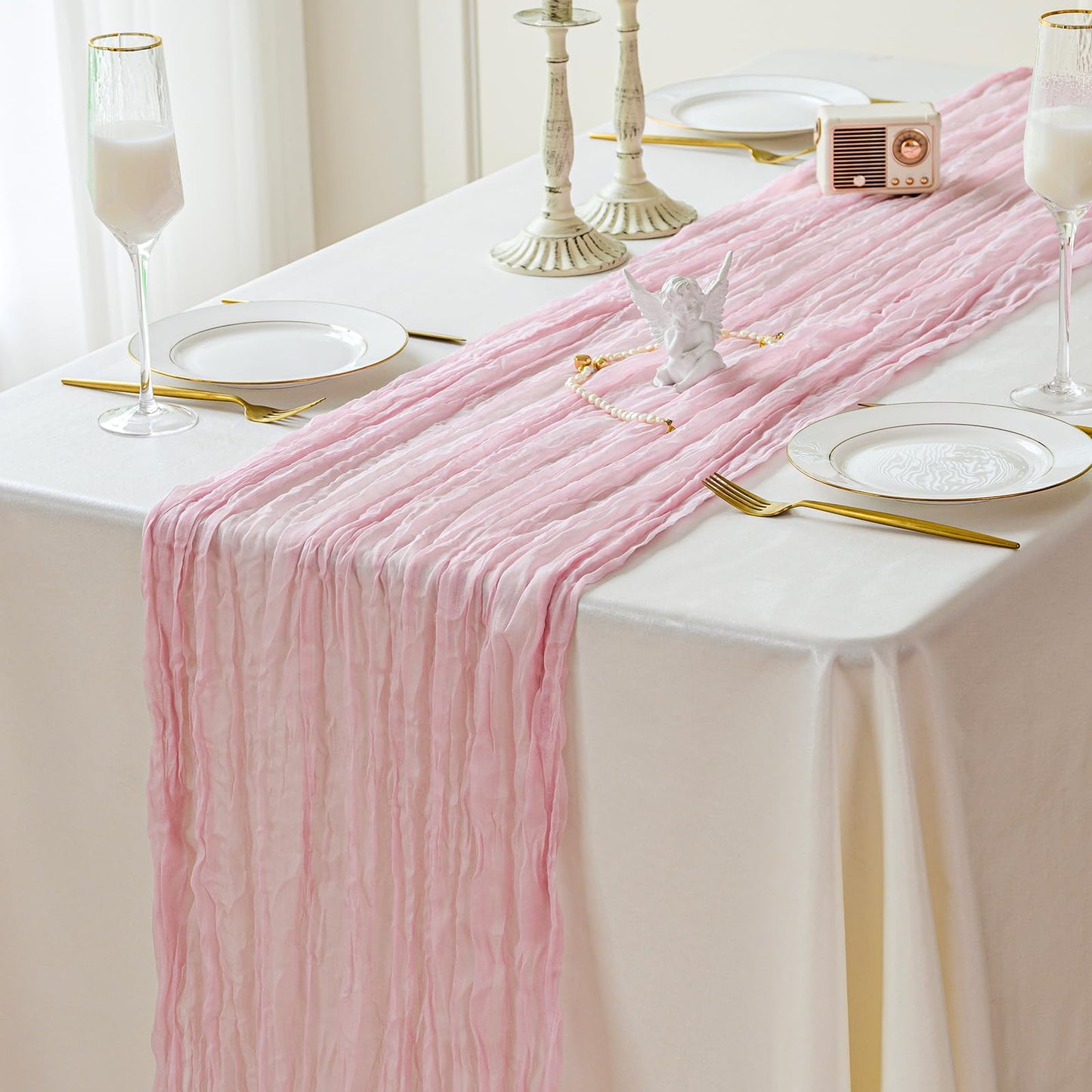 Dusty Blue Cheesecloth Table Runner Fall Autumn Decor 10ft Table Cloth for Wedding Party Baby Bridal Shower Birthday Halloween Thanksgiving Decoration BST326L