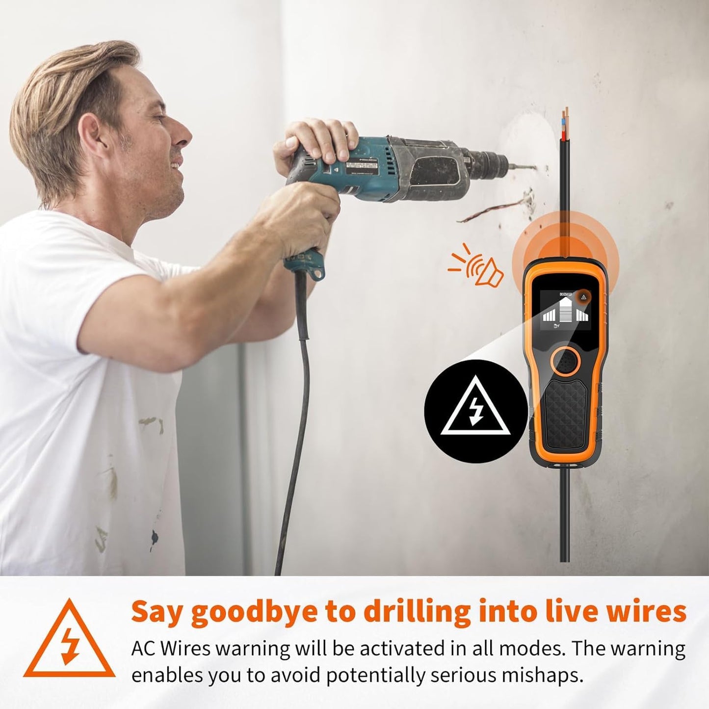 Stud Finder Wall Scanner 5-in-1 - Detector for Wood, Metal, Joists, Pipes, and AC Wires RD3