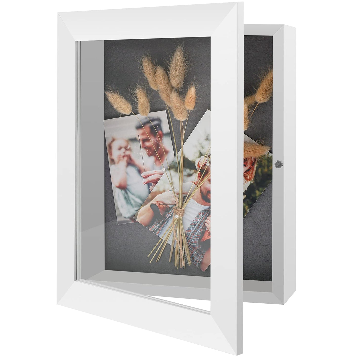 Golden State Art 11x14 Shadow Box Frame Display Case - 2 inch Depth Great for Collages, Collections, Mementos, 6 Pins Included (White, 1 Pack) BST326H