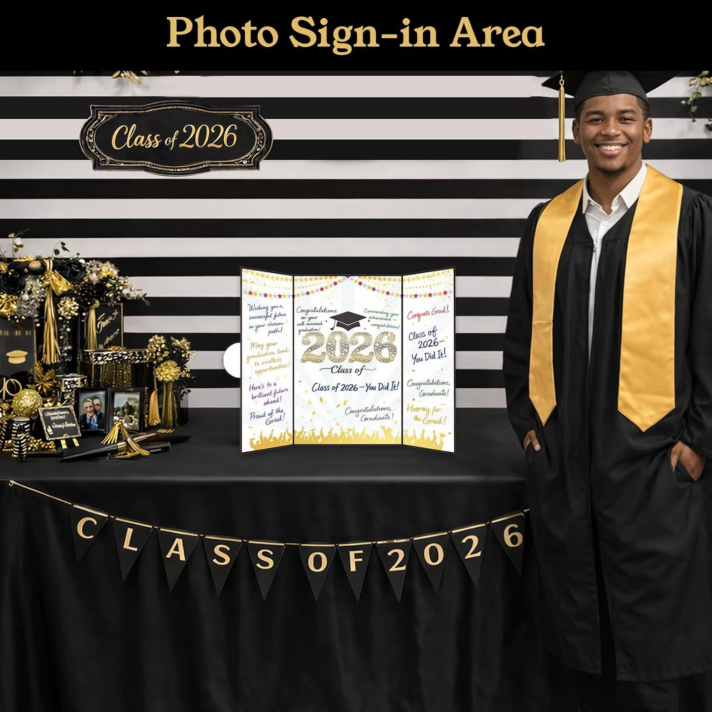 Graduation Guest Book 2026, Black Sign in Book | Class of 2026 sign in book for graduation parties, memory collection, guest messages and keepsake display BST220