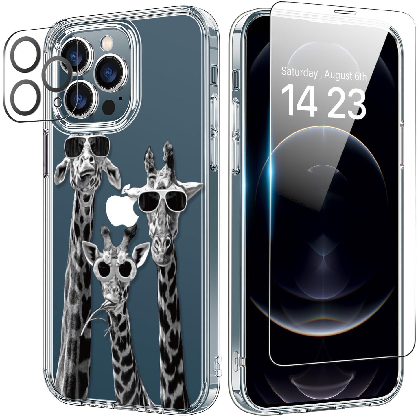 bicol for iPhone 12 Pro Max Case with Screen Protector and Camera Lens Protector - Fashionable Flower Floral Designs for Women Girls - Shockproof Acrylic Clear Phone Cover 6.7" - Blooming Flowers WN420