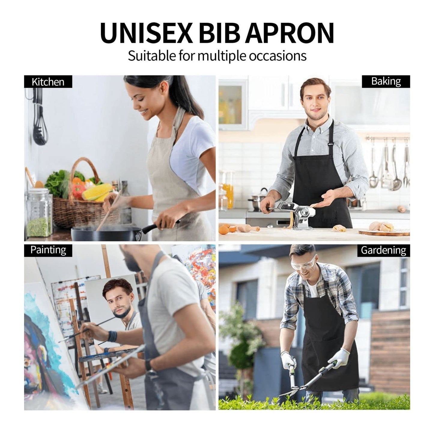 Art Apron with Pocket for Women Men | Kitchen Aprons Chef Apron for Cooking Baking BBQ Painting Gardening BST202