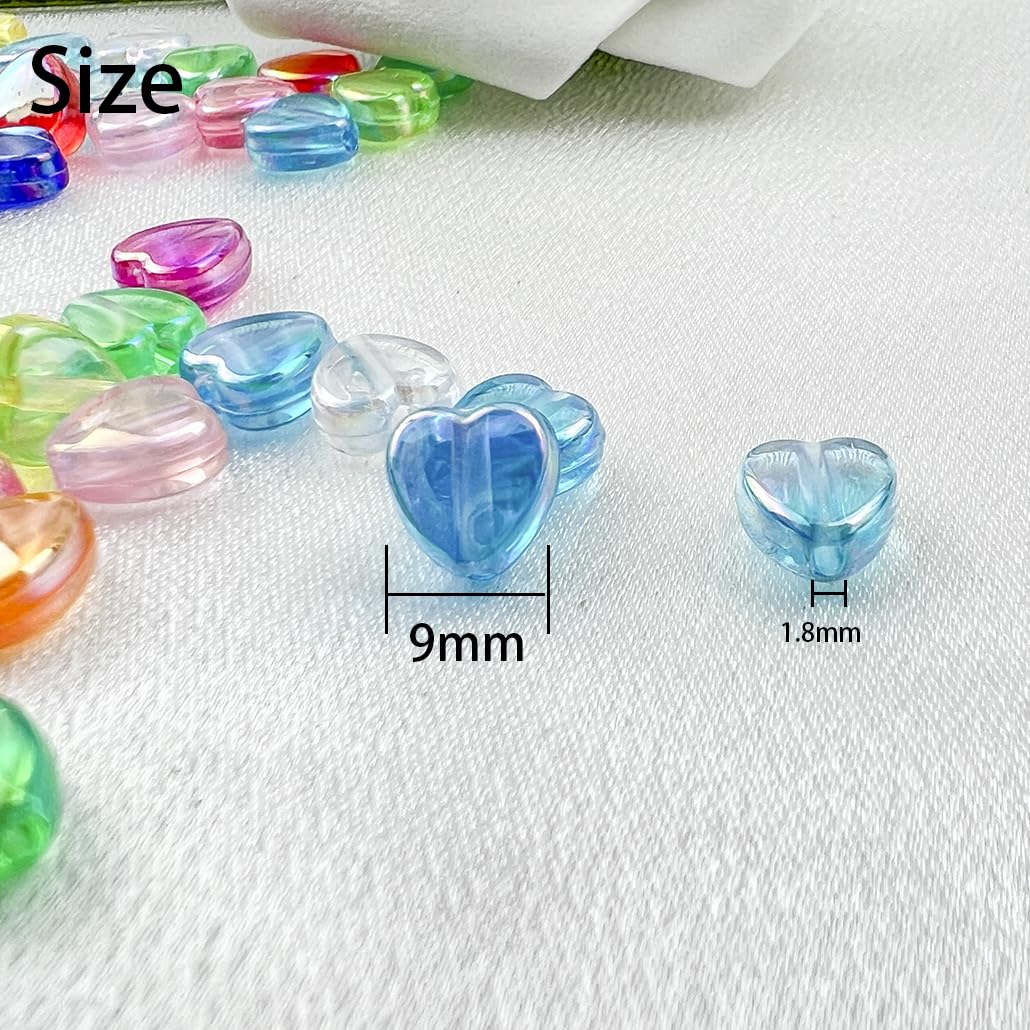 500Pcs Acrylic Heart Beads, AB Colors Heart Shape Beads Crystal Heart Beads for Jewelry Making DIY Bracelet Earring Necklace Key Chains(90-Light Lake Blue AB) BST220
