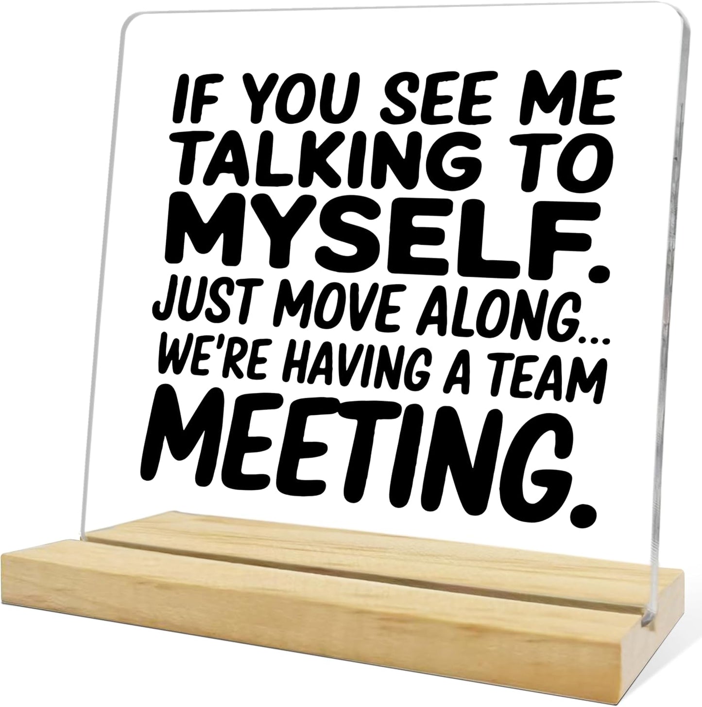 Funny Office Decor,If You See Me Talking to Myself Acrylic Plaque,Inspirational Gifts for Women Men Coworkers BST202