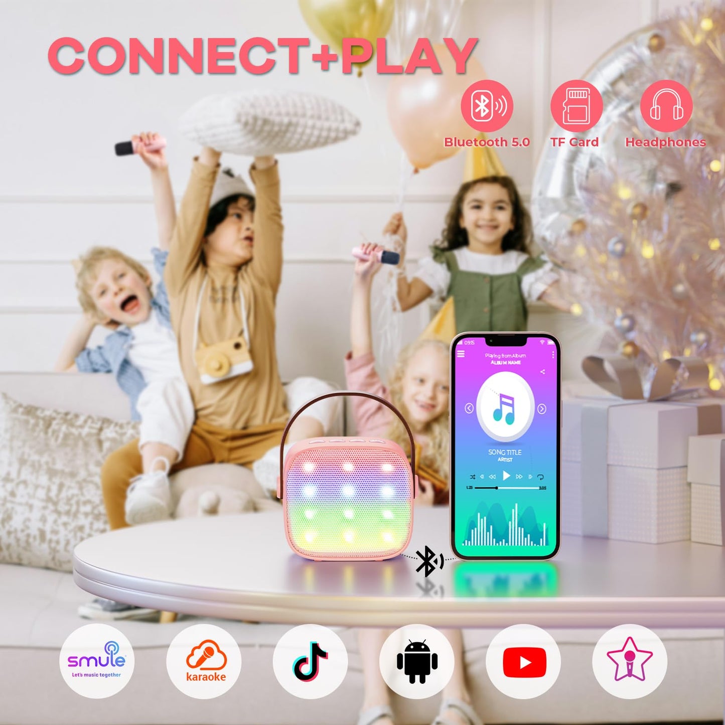 YLL Karaoke Machine for Kids, Portable Mini Speaker with 2 Wireless Microphones, TOP Kids Gifts for Girls Ages 3, 4, 5, 6, 7, 8, 9, 10+ Years Old, 4-12th Birthday Singing Present Toy Party (Purple)