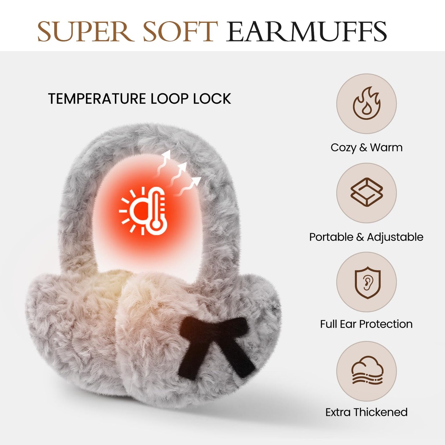 Valentines Day Gifts for Her Earmuffs for Women, Foldable & Fuzzy Ear Muffs for Outdoor Activities WN420