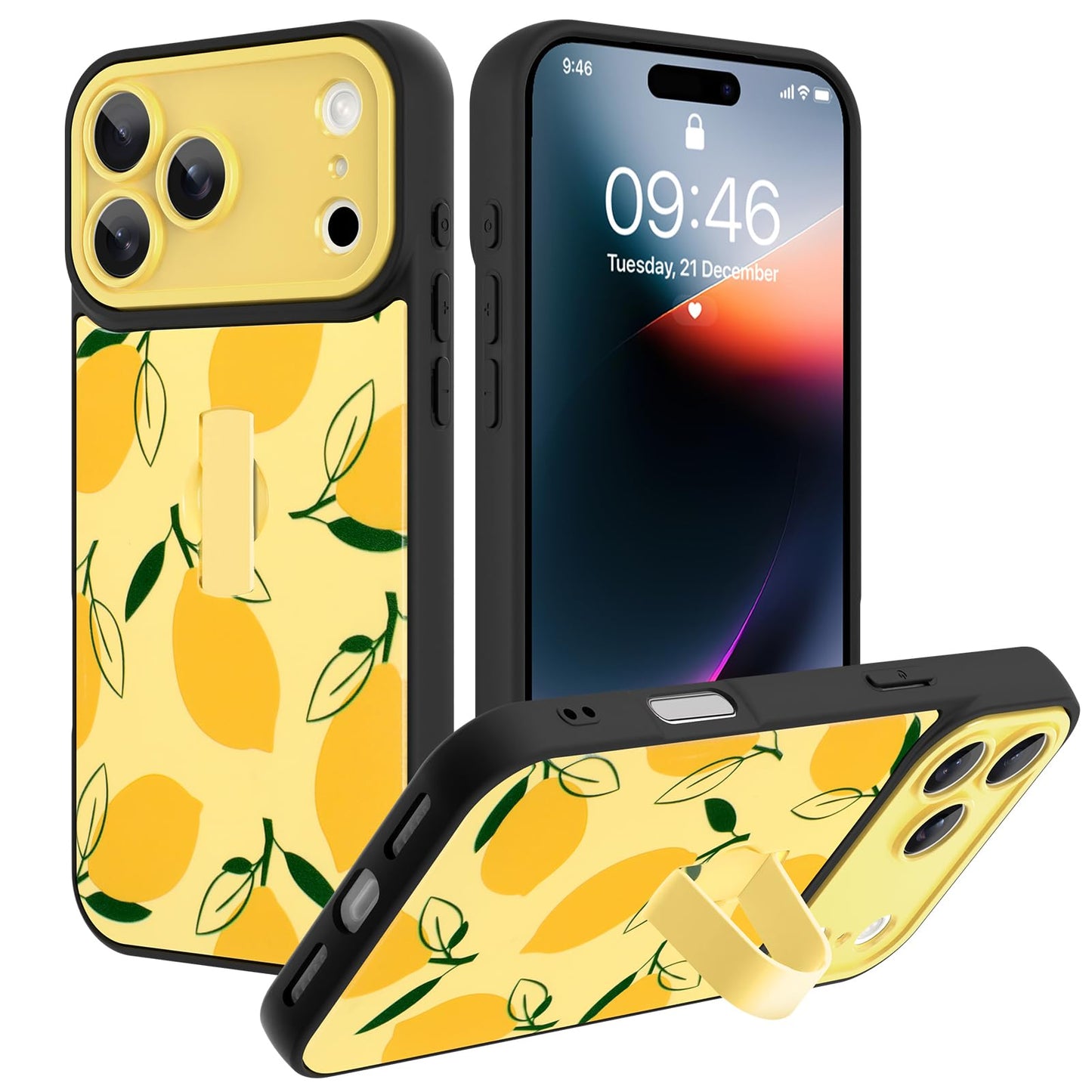 Compatible with iPhone 13 Case, Cute Cheetah Leopard Pattern | Built in Adjustable Wrist Strap Grip Hand Holder Stand Shockproof Kickstand Cover for Women Girls (Black White) WN420