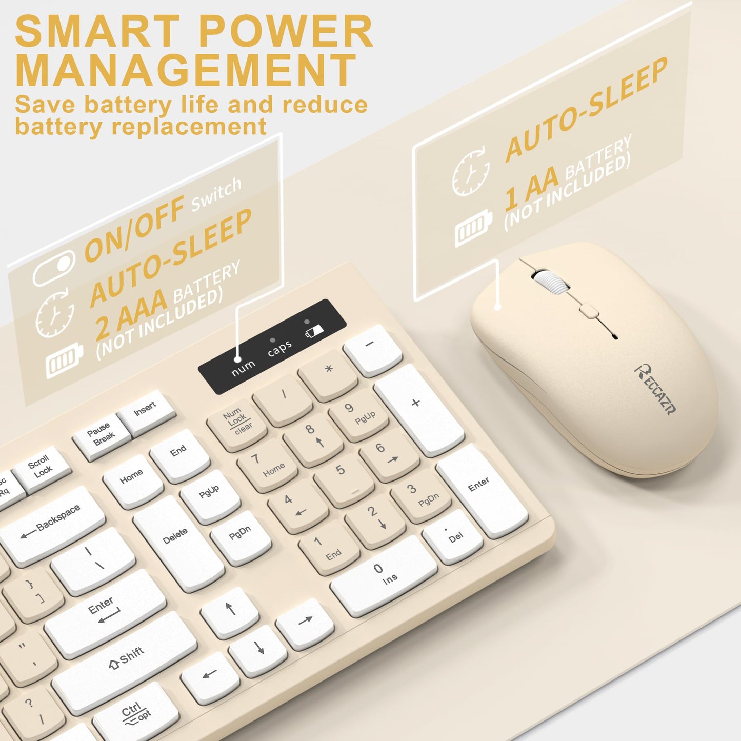 Wireless Keyboard and Mouse Combo, Full-Sized Wireless Keyboard and Adjustable DPI Mouse, 2.4GHz USB Receiver, Silent Keyboard and Mouse for PC, Windows, MAC, Desktop, Laptop (Avocado Green)