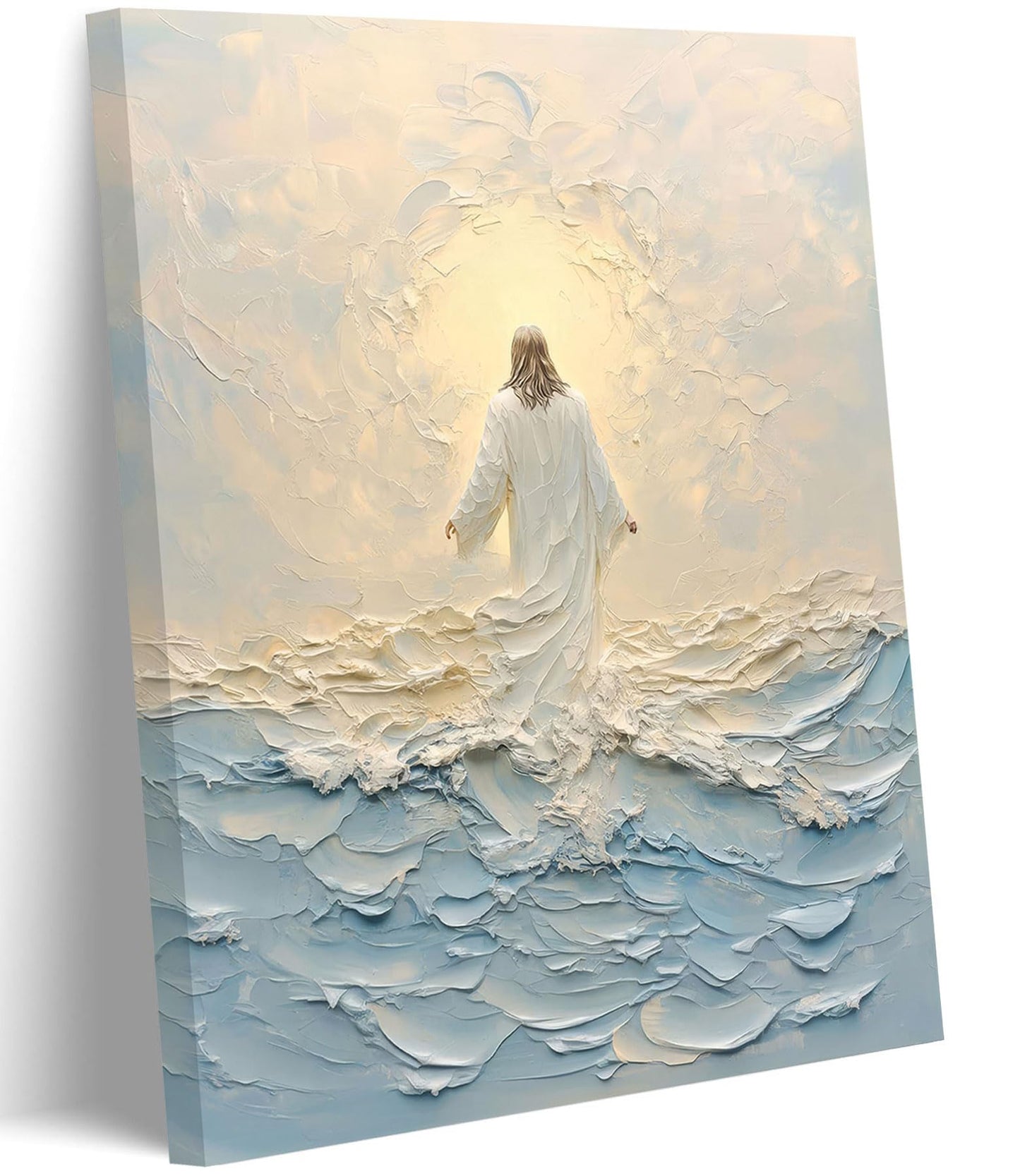 KKJ Jesus Saves The Lamb Canvas Wall Art | Jesus Running Towards Wolf & Lamb Picture, Christian Poster Print Painting, Living Room Bedroom Church Decor, Home Decoration BST326H