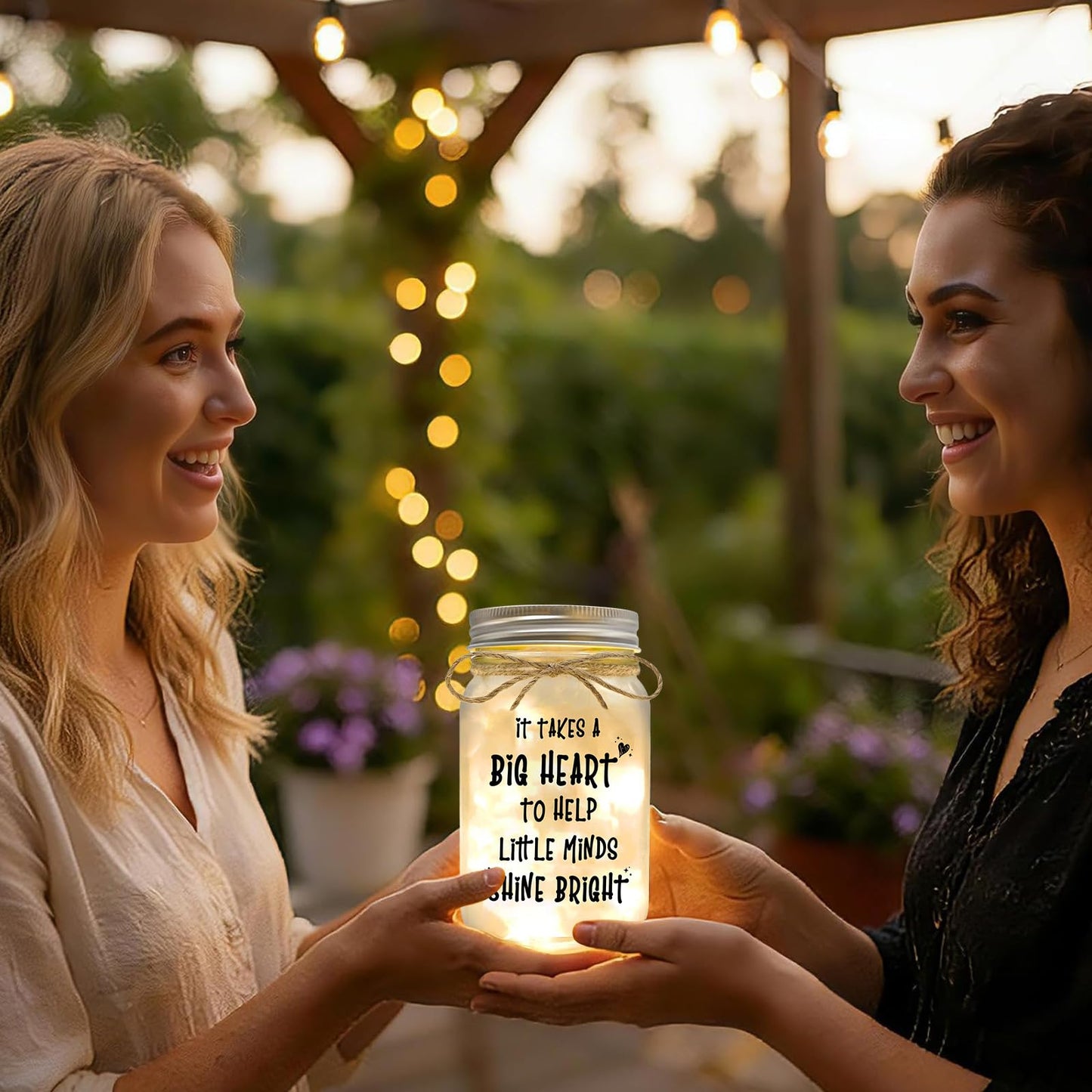 Kimoli Teacher Appreciation Gifts for Women Teacher Christmas Gift Mason Jar Night Lights with Warm Lights Home Decor BST326H