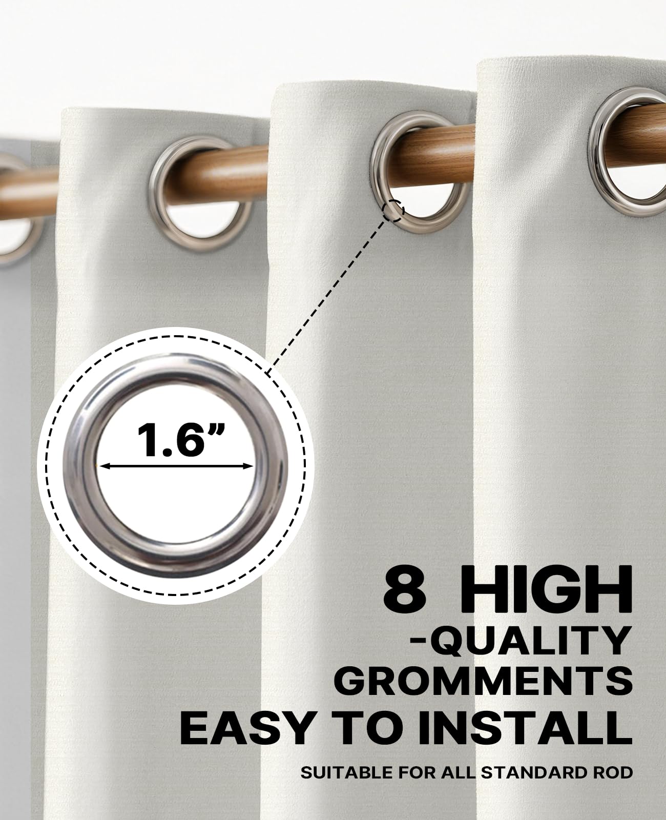 Beige Blackout Chenille Curtains 52x90 Inch - Thermal Insulated Room Darkening Drapes with Grommet, Ultra Soft Wrinkle Resistant Noise Reducing Window Treatments for Bedroom Living Room, 2 Panels Set BST202