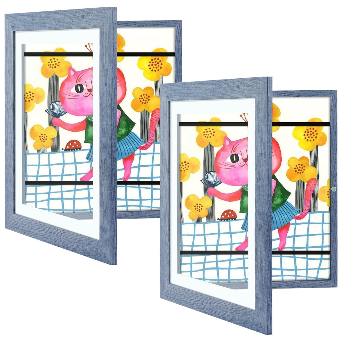 Golden State Art, 8.5x11 Kids Art Frames, Front-Opening Picture Frame Great for Kids Drawings, Artworks, Children Art Projects, Schoolwork, Home or Office (Walnut, Set of 2) BST220