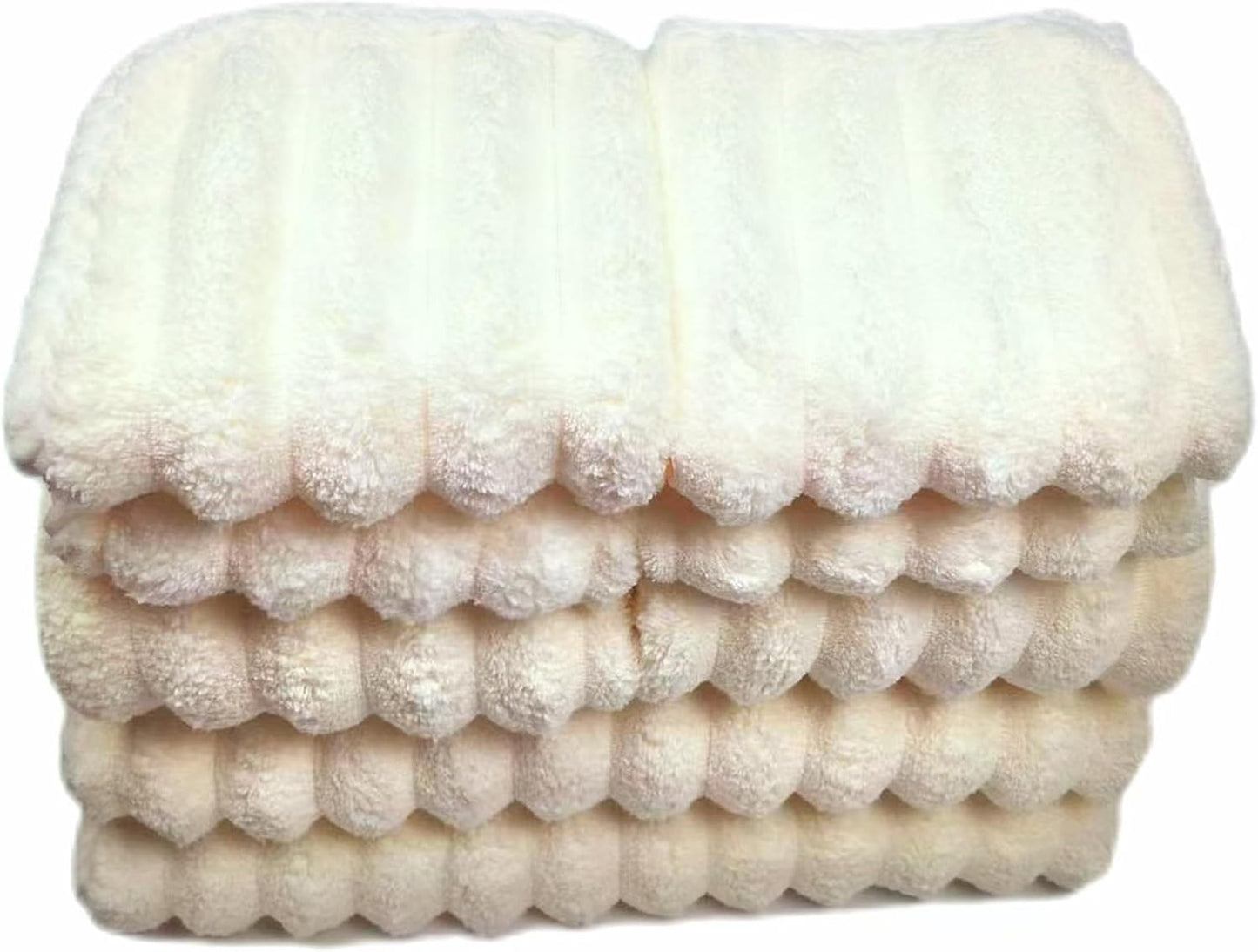 Soft Bath Towels Set, Microfiber Ribbed Oversized Bath Towels Extra Large for Bathroom, Home, Hotel, Spa, Beach, Pool, Gym (8-Piece Towel Set, Beige) BST202