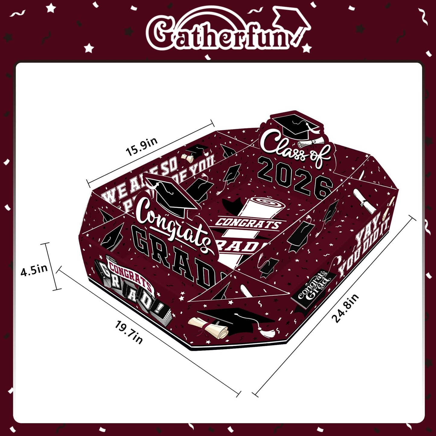 Gatherfun 2026 Graduation Party Supplies Kit - Class of 2026 Decor Set with Congrats Grad Food Trays, Graduation Decorations & Favors for a Memorable Grad Party（Red & Black） BST326H