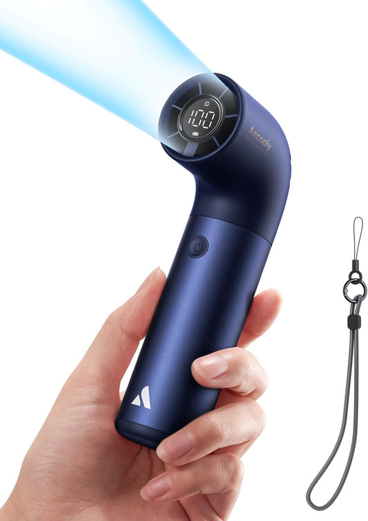 Aecooly Portable Handheld Fan, Powerful Turbo Air Tube Fan, 19000 RPM High Speed Aero Pro, 15H Max Cooling Time, 6 Speeds Aluminum Case, Mini Pocket Design, for Travel Beach Outdoor Activities -Blue WN420