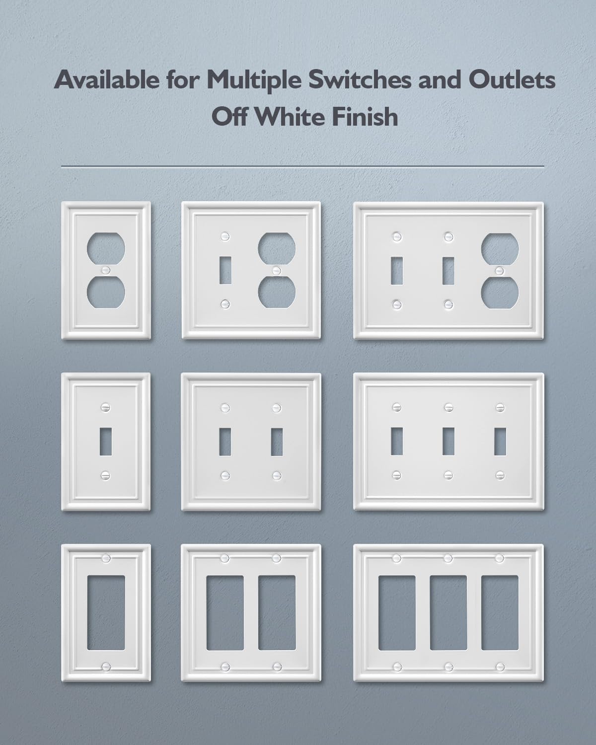Decorative Metal Wall Plates, Switch Plates Outlet Covers (Off White/1 Decorator 4 Pack) WN420