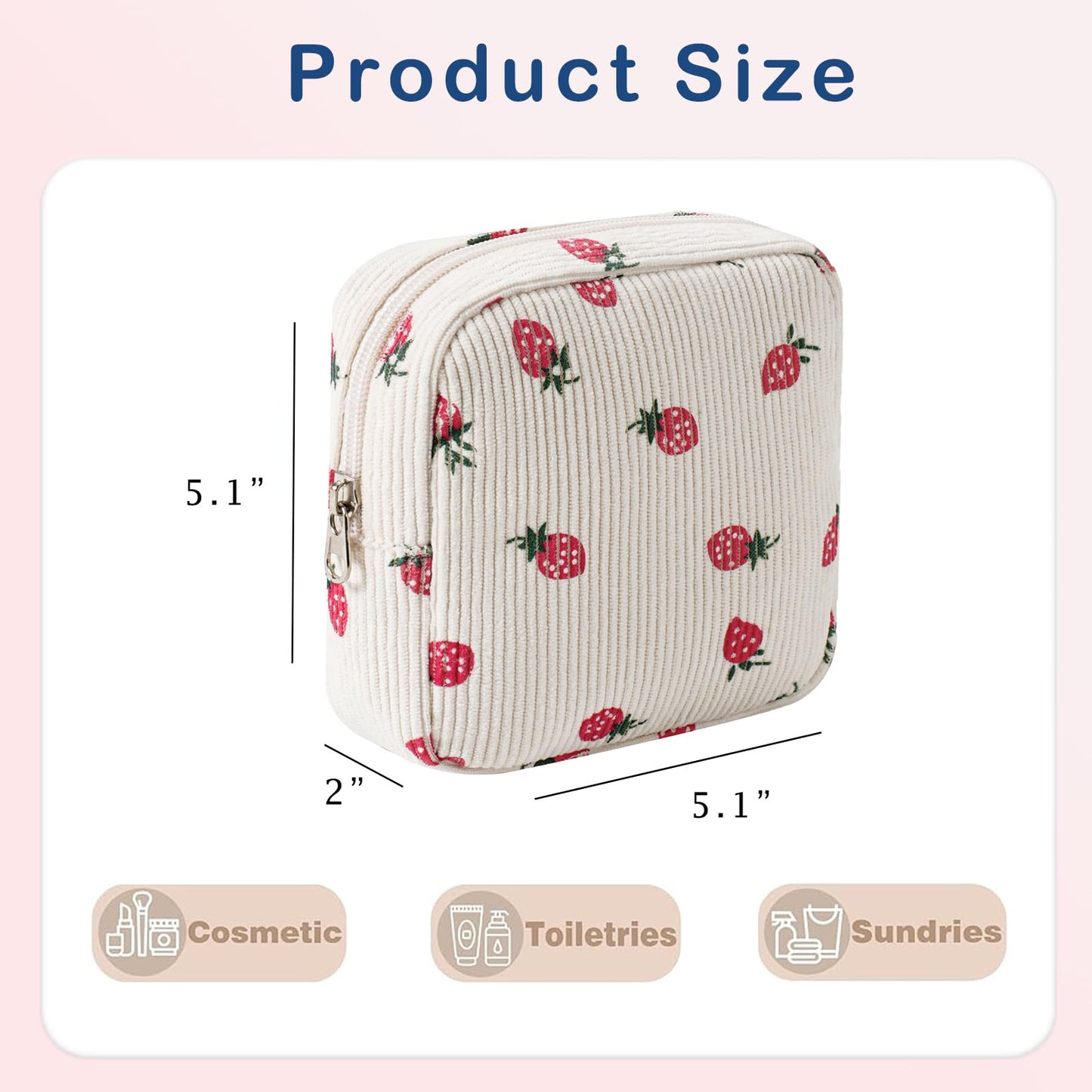 uekeboag Cute Small Corduroy Zipper Makeup Bag, Mini Coquette Aesthetic Pouch with Bear Pattern for for Purse,Key Pocket Lipstick Bag Card Holder Data Cable Organizer (12Hot Pink) BST220