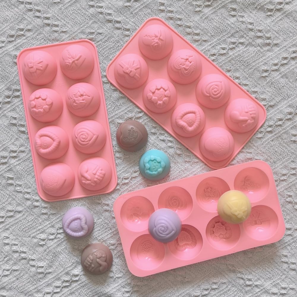 2 Pack Love Heart Silicone Chocolate Bomb Mold DIY Non-stick Silicone Handmade Mold for Valentine Chocolates, Cake, Hard Candy, Baking, Gummy, Ice Cube Trays cake BST202
