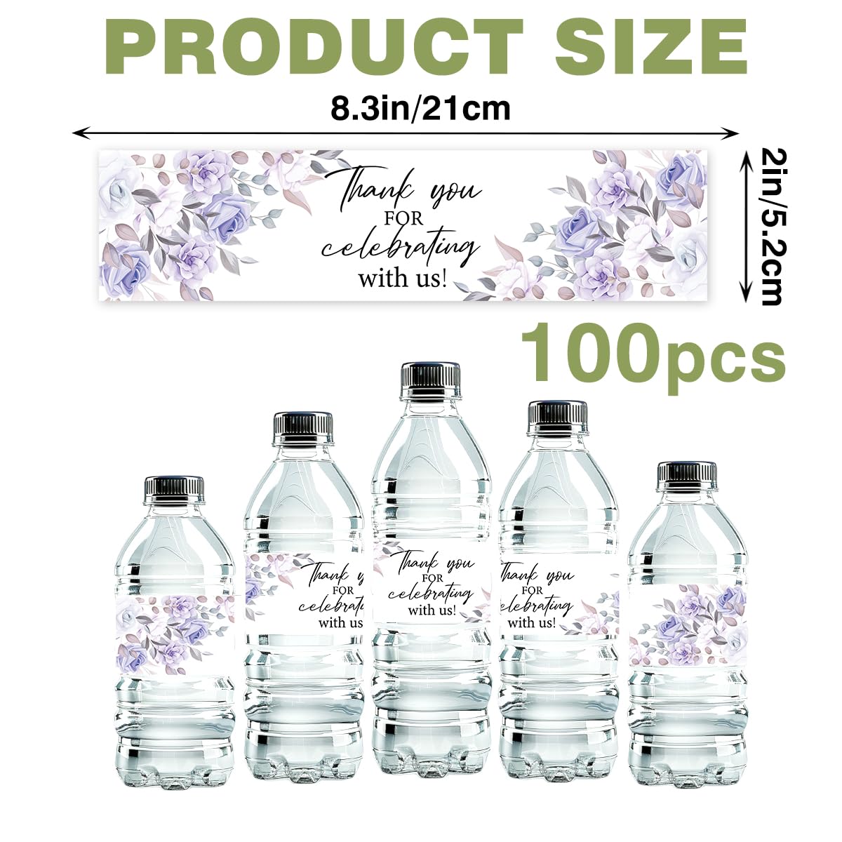 100 Pcs Wedding Water Bottle Labels Floral Wedding Bottle Stickers | Water Bottle Labels Sticker for Wedding Bridal Shower Prom Graduation Party Table Decoration Supplie BST326H