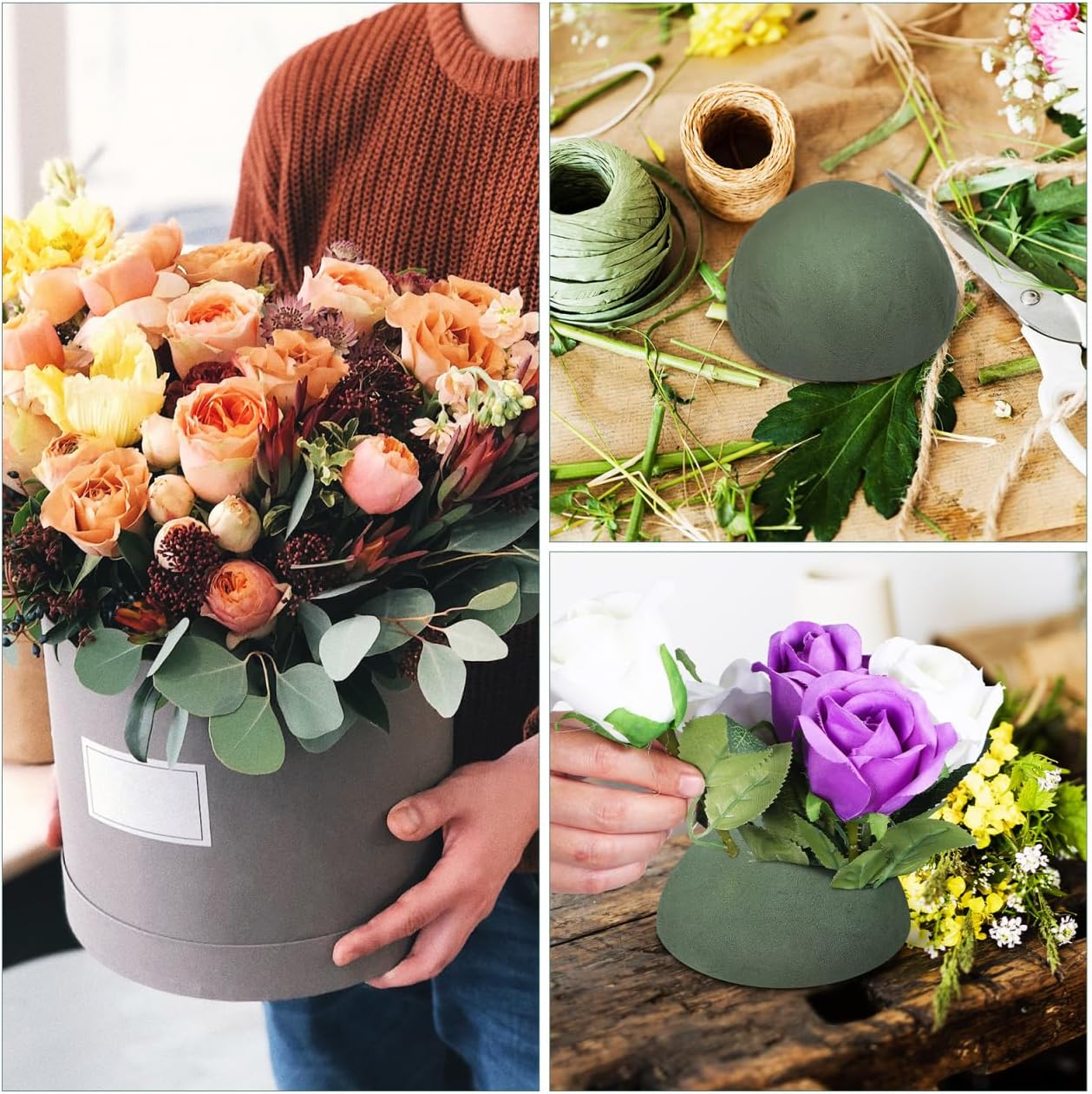 BESTOYARD Floral Foam Full Balls, 4.72" W x 4.72" H Round Green Dry & Wet for Flower Fresh or Artificial Flower Arrangements, Florist Ball for Craft Supplies, Wedding, Birthdays, Home Decor BST326H