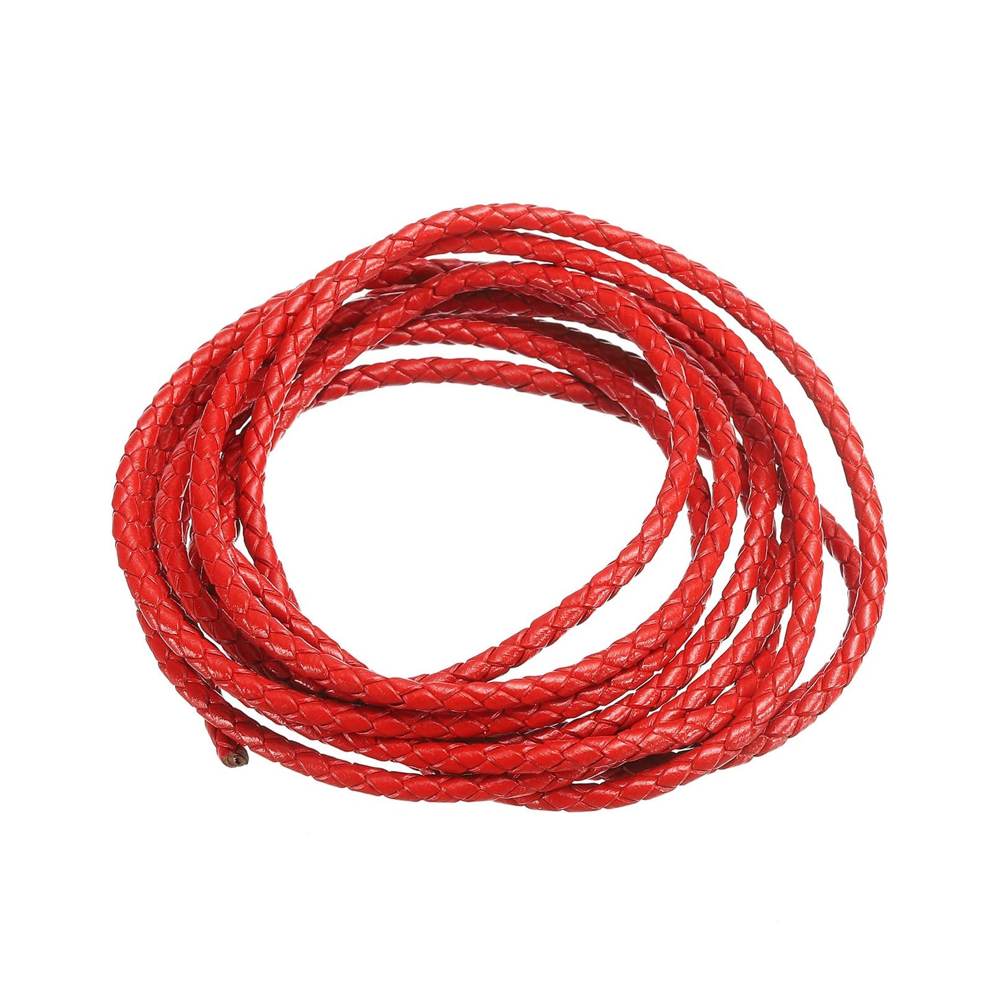 uxcell Leather Cord, 2.2 Yards 4mm Dia Braided String Strip for Purse Handbag Shoelace DIY Crafts Bracelet Making, Yellow BST326L