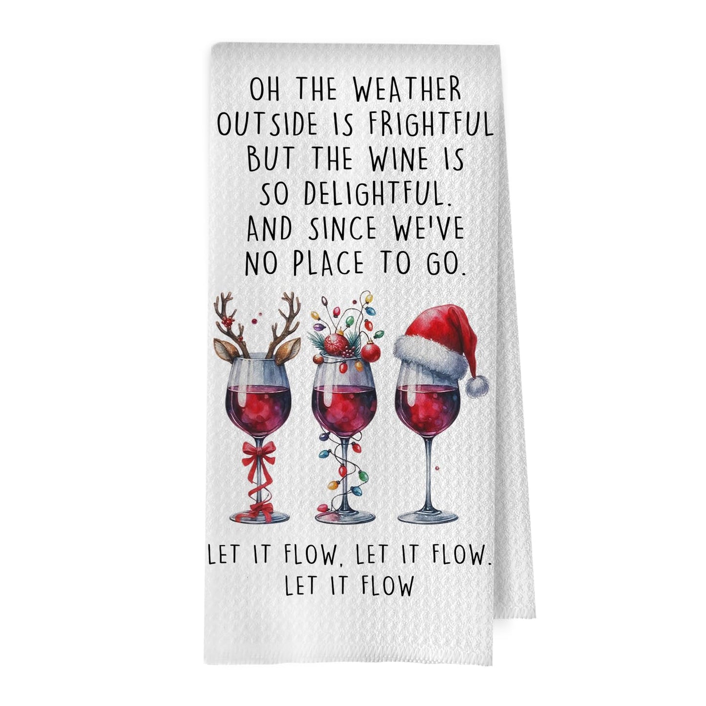 Funny Wine Kitchen Decor - Wine Gifts Waffle Dish Towels for Kitchen, Hostess Gifts Hand Towels, Housewarming Gift Tea Towel, 16x24 Inch BST220