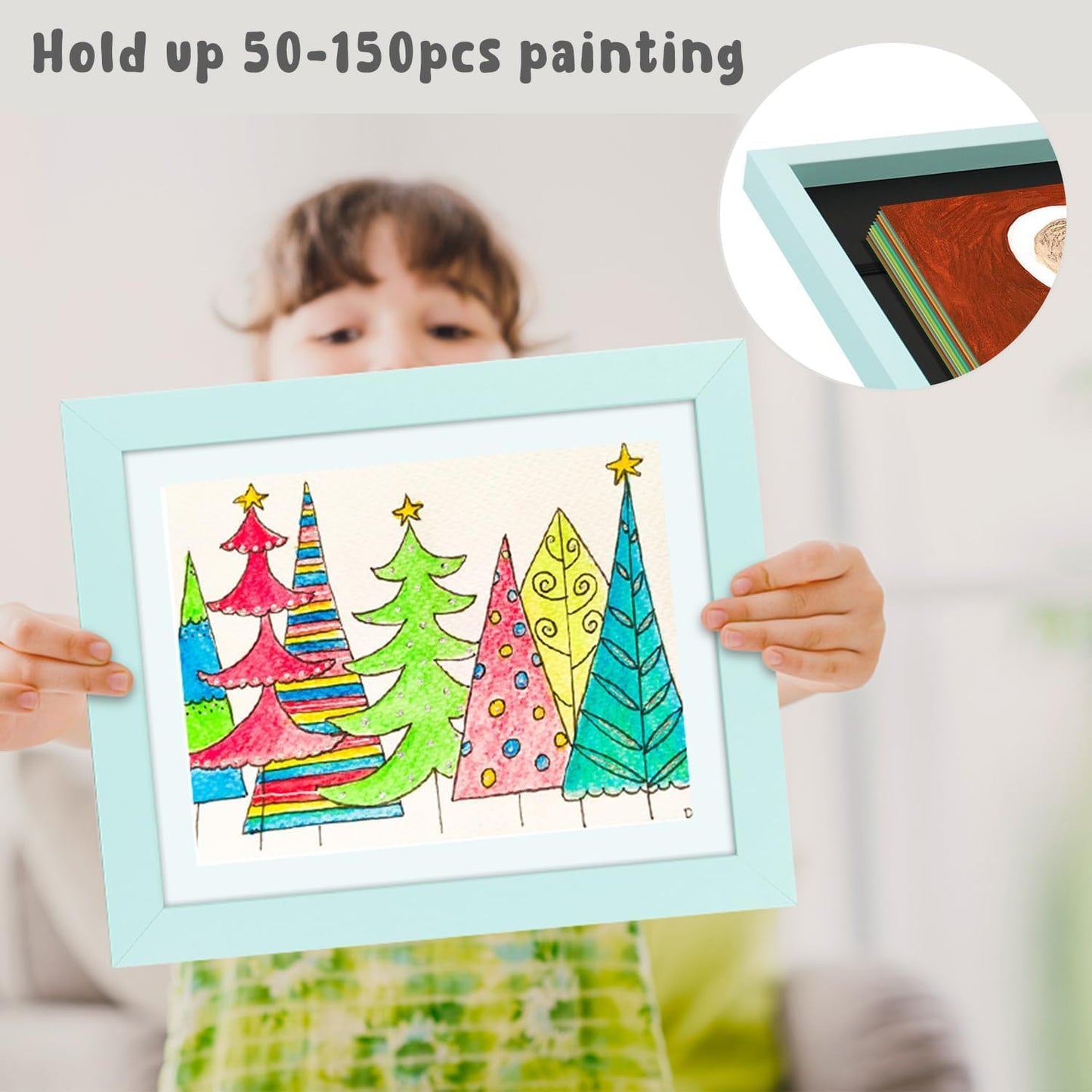 Golden State Art, 8.5x11 Kids Art Frames, Front-Opening Picture Frame Great for Kids Drawings, Artworks, Children Art Projects, Schoolwork, Home or Office (Walnut, Set of 2) BST220