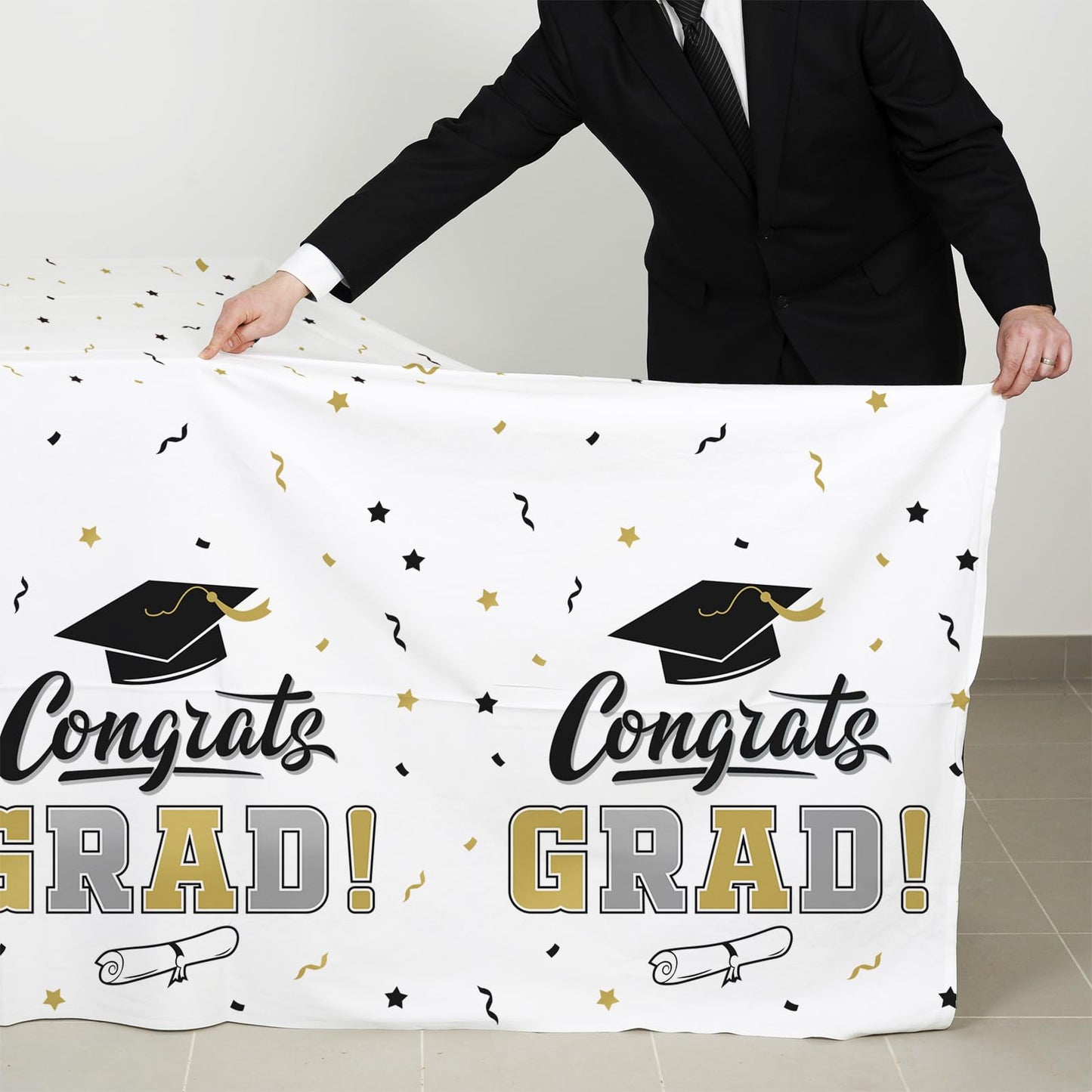 Gatherfun 2026 Graduation Decorations : 2-Pack Congrats Grad Disposable Tablecovers - Class of 2026 Red Themed Table Cloths, for Graduation Party Supplies & Graduation Backdrop, 54" X 108" BST326L