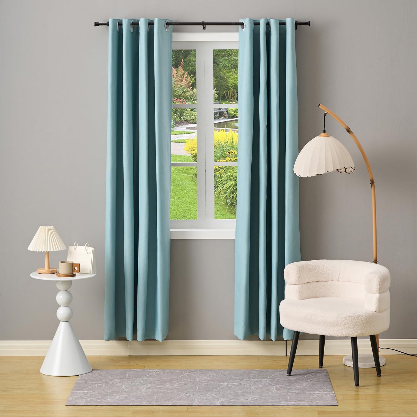 Curtain Rods for Windows 30 to 55 inches,Adjustable Curtain Rods,Easy Install，Black BST220