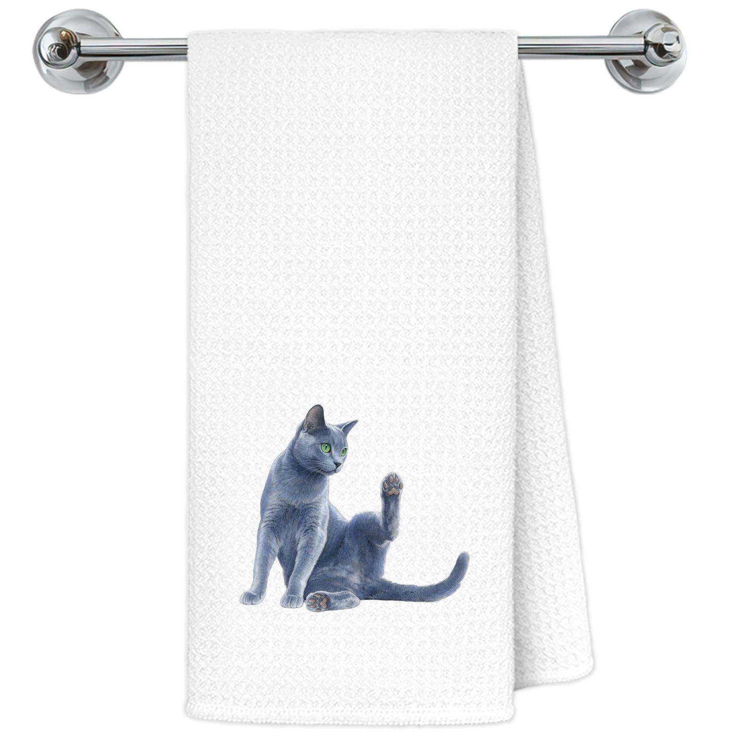 Blue and White Chinoiserie Orange Cat Bathroom Hand Towels, Orange Cat Gifts, Funny Oriental Kitty Decorative Hand Towels Bathroom Restroom Washroom Yoga Spa Zen Decor, 16x24 Inch BST326L