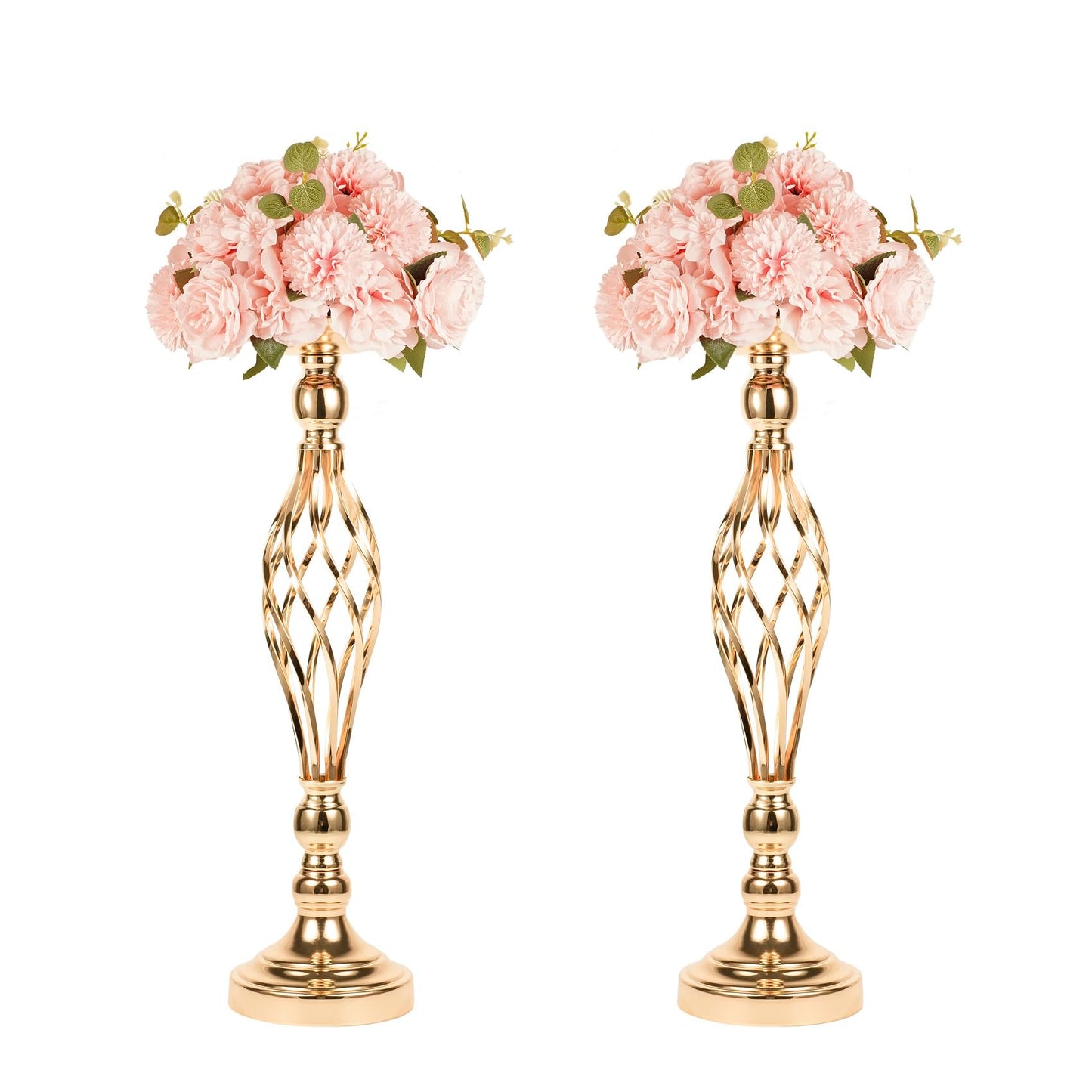 2pcs Metal Silver Candle Holders Road Lead Table Centerpiece Stand Pillar Candlestick for Wedding Candelabra Flowers Vases WN420