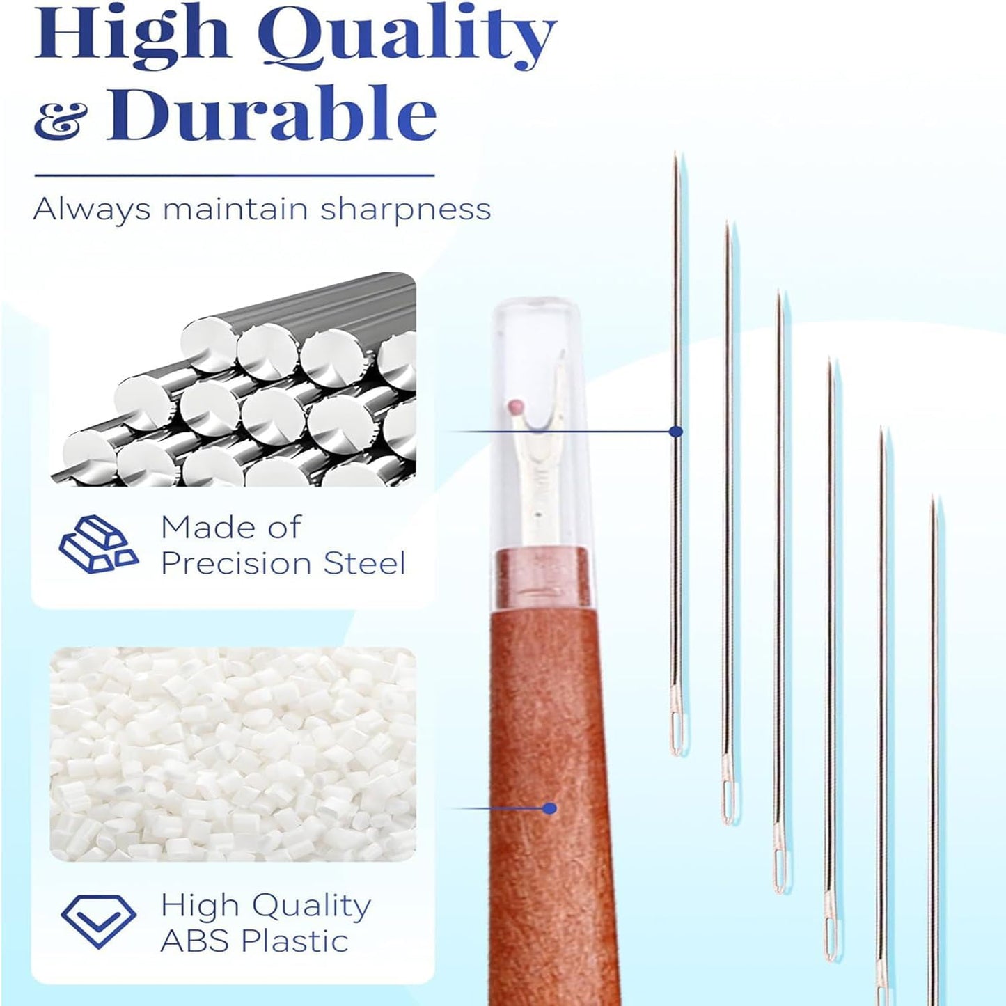 JANTORSGD Steel Needles for Hand Sewing, Big Eye Steel Sewing Needles Kit, Stainless Steel Sewing Needles and Threaders for Handicraft Enthusiasts, Portable DIY Handcraft Set, 34Pcs BST220