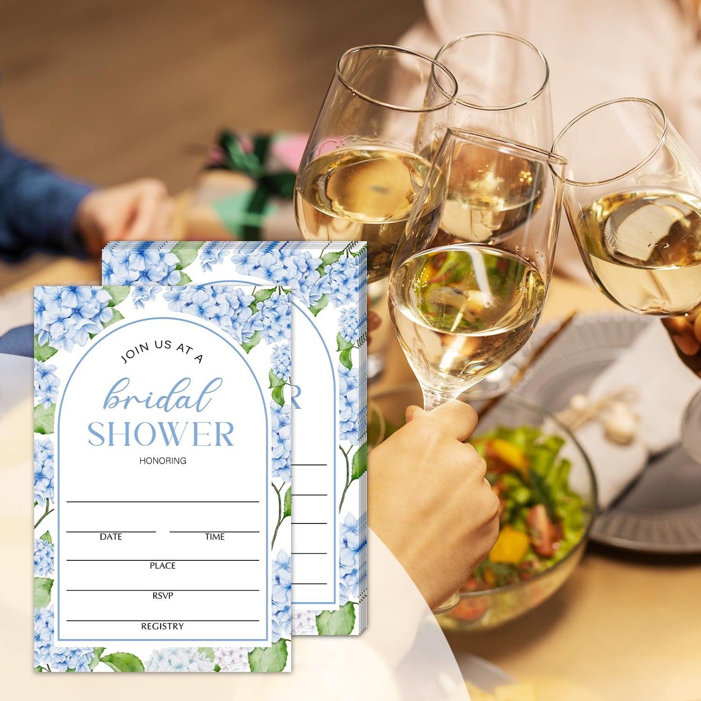 50 Years Anniversary Bridal Shower Invitations Cards, Set of 25 Gold Foil Floral Fill in Style 50th Year Wedding Invites Cards with Envelopes for Couples Marriage Party Supplies-T05 WN420