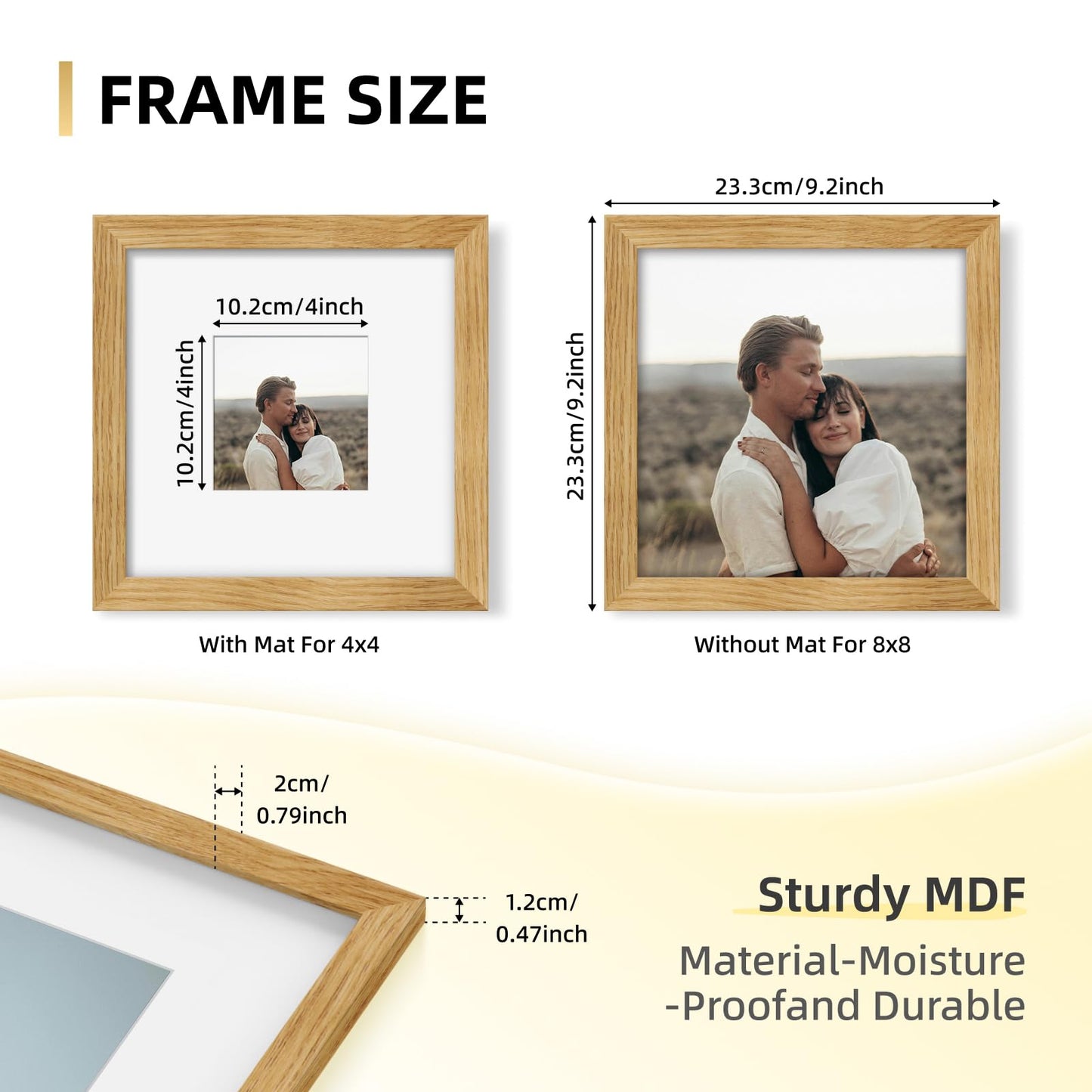 YESKAY 8x10 Picture Frame Set of 9, Display Pictures 5x7 with Mat or 8 x 10 Without Mat, Multi Photo Frames for Wall Mounting or Table Top Display, Blue BST326H