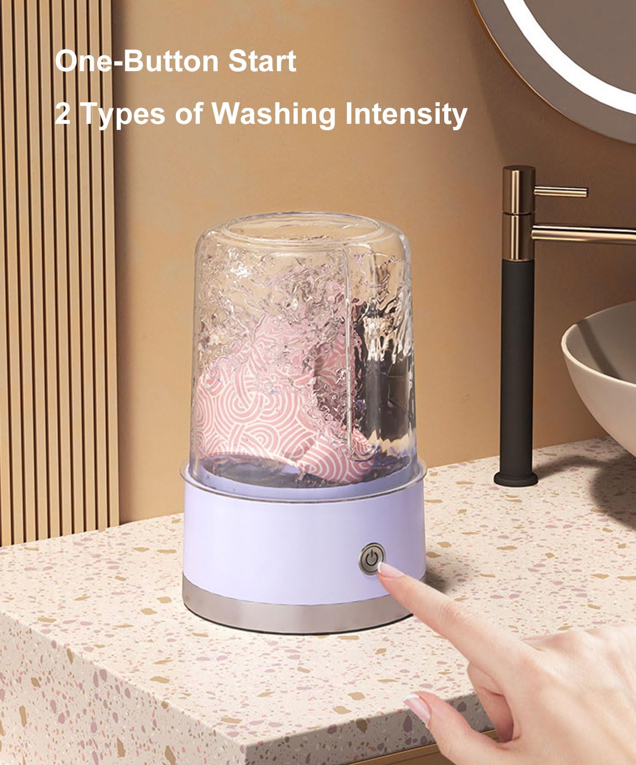 Wireless Mini Washing Machine for Dormitory, Portable Small Washer, No Need to Plug in, No Need to Drain, 1L Capacity Compact Mini Washing Cup,Green BST220