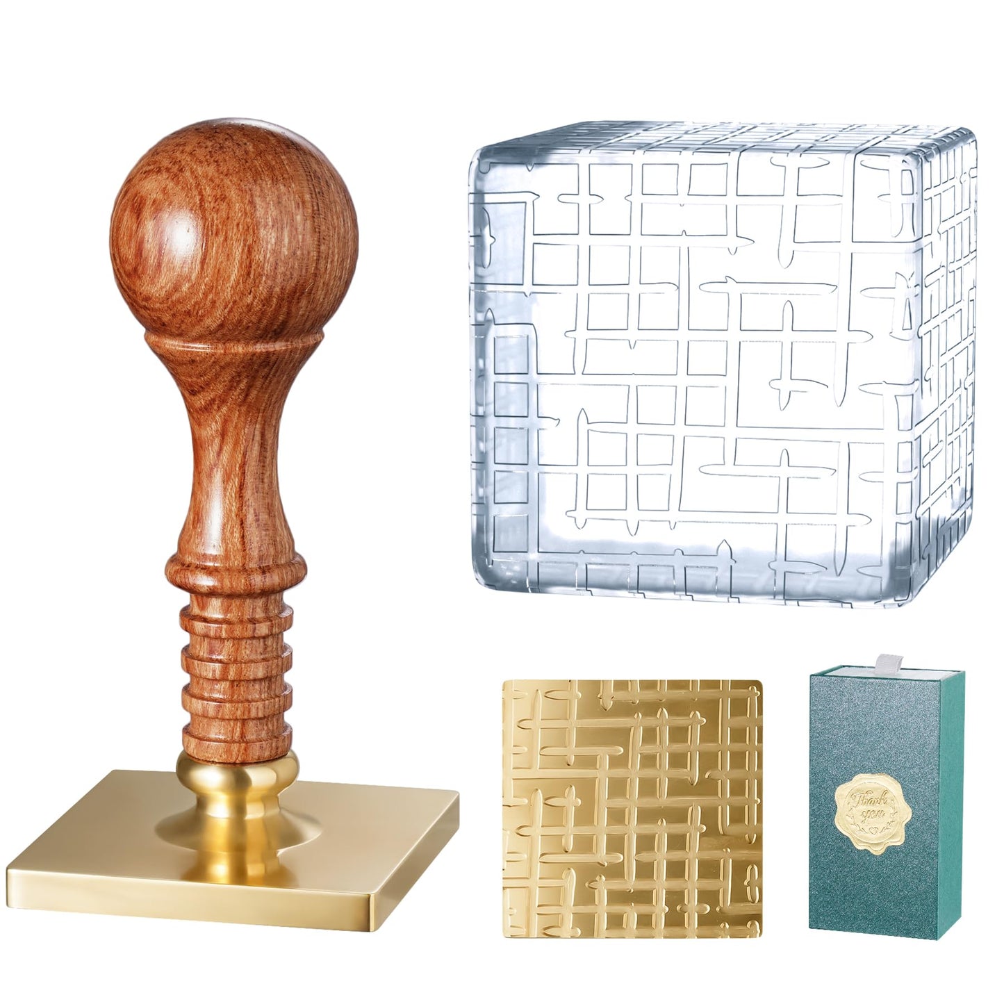 NiHome Ice Cube Stamp for Cocktails, Copper Ice Press Stamps w/Brass Head & Solid Wooden Handle Gift Packaging, Easy-to-Use for Cocktails Whiskey, Party Drinks, Home Bar, Holiday Events (3 Patterns) BST326H