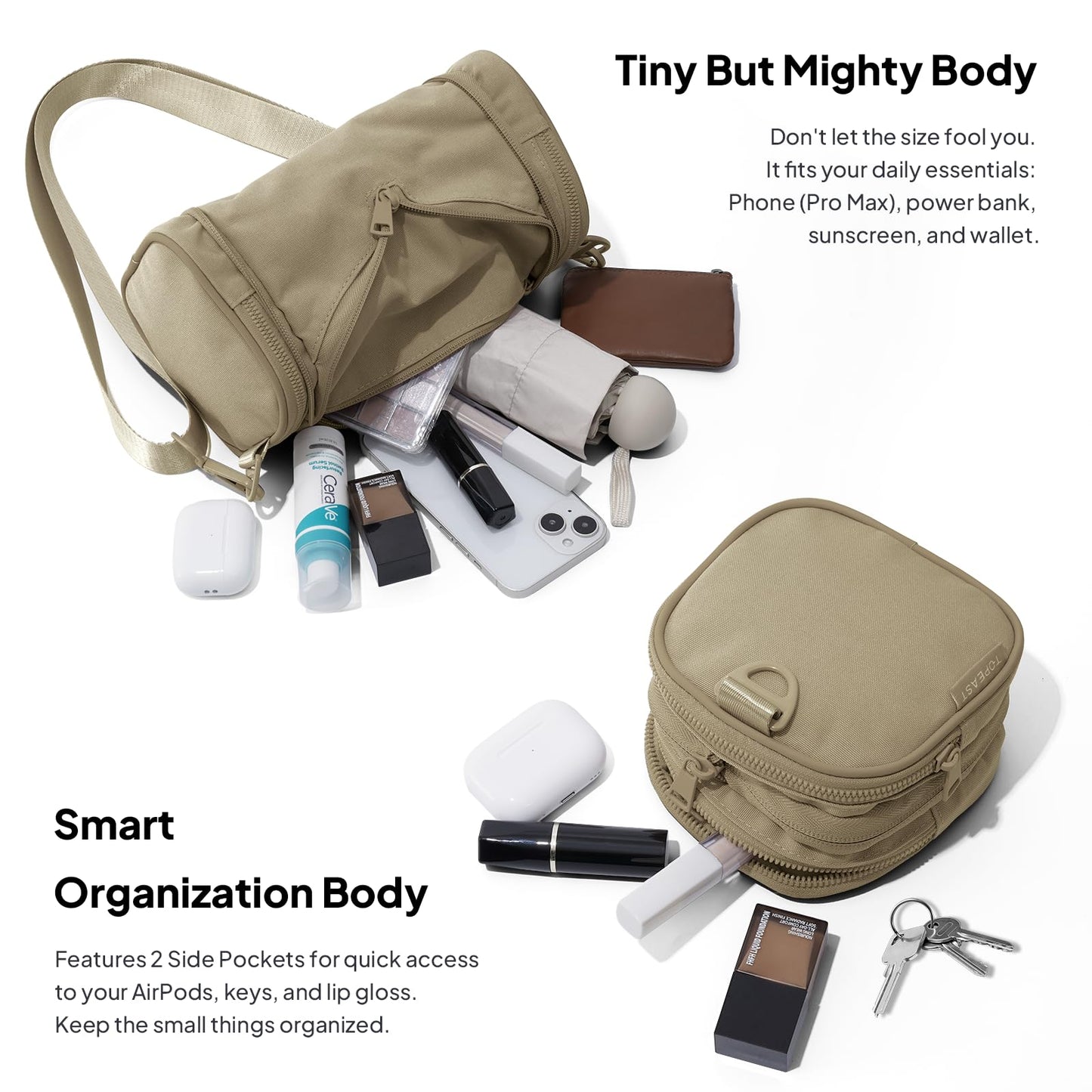 TOPEAST Sling Bag for Women, Anti-Theft Crossbody Bag with RFID Blocking & Small Water Bottle Holder for Travel BST202