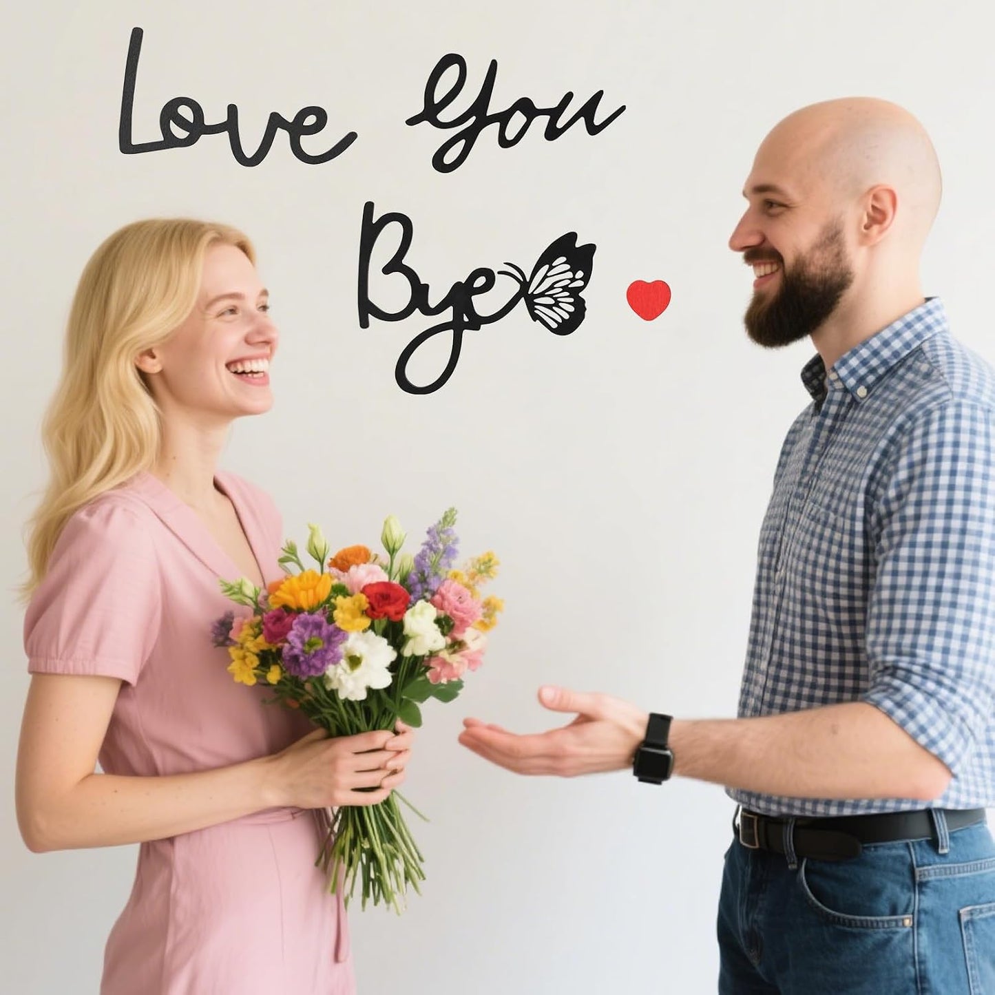 2PCS Love You Bye Sign Above Door, Black Wood Wall Art Decor, Entryway Hallway Living Room and Home Wall Decoration BST220
