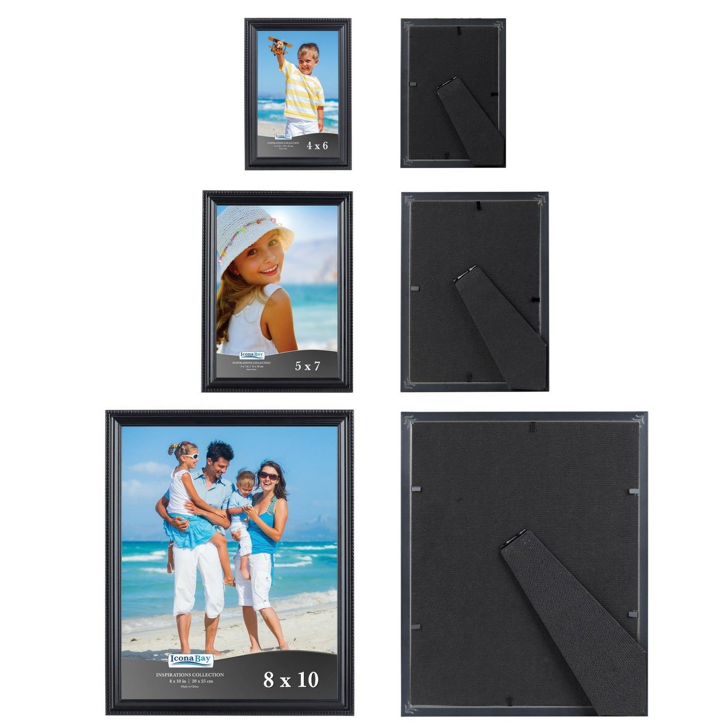 Icona Bay Combination White Picture Frames Set - 10 PC (Five 4x6, Three 5x7, Two 8x10), Inspirations Collection Multi-Pack for Contemporary Wall Gallery BST220