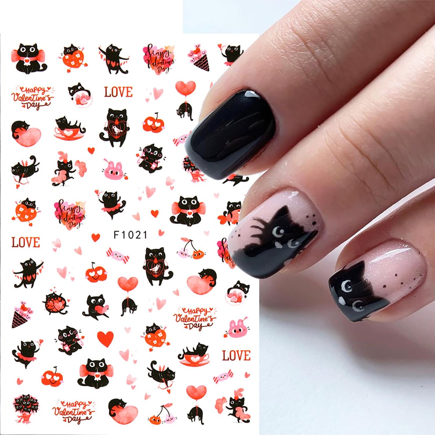 Liquid Butterfly Nail Art Sticker Decals Black Gold Black Silver Butterfly Moon Design Nail Decals 3D Self-Adhesive Nail Art Supplies Heart Nail Art Sticker Decoration for Women Manicure Supplies BST326L