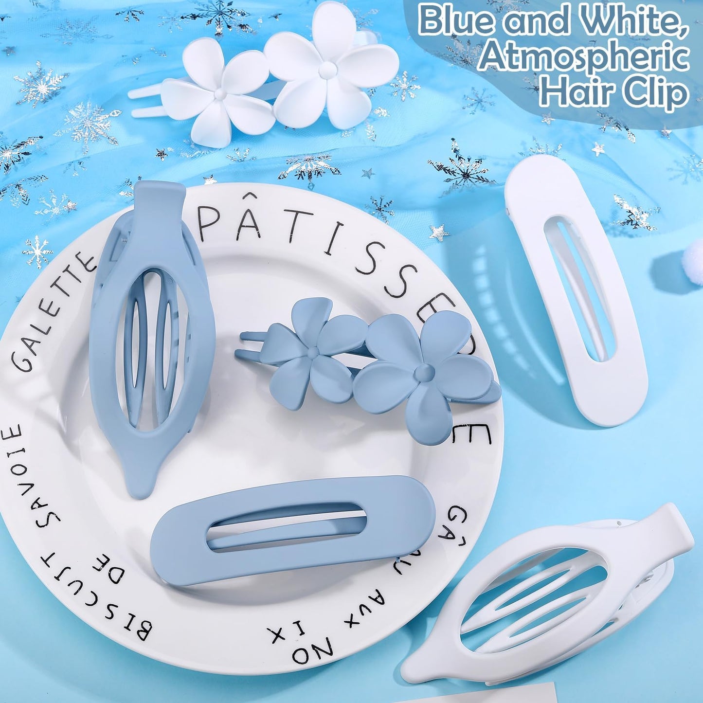 8 Pcs Flat Hair Clips for Women, 2 Styles Large Flat Claw Clips for Women, Strong Hold Non-slip French Hair Clips for Thick Thin Hair, Neutral Color WN420